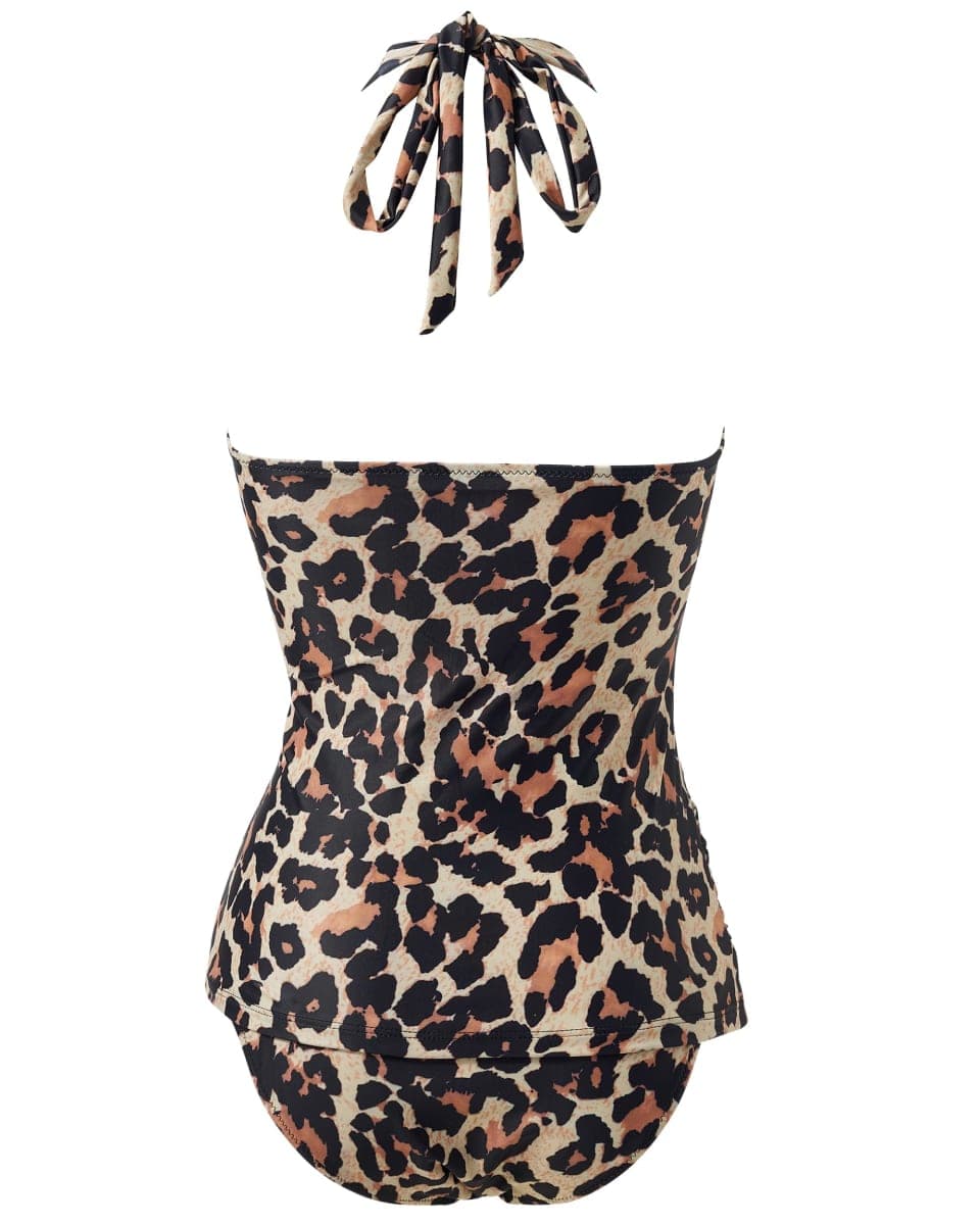 SUUKSESS Women Sexy Halter Tankini Bathing Suit Slimming Tummy Control Swimsuit, 06 Leopard, Large thumbnail 4