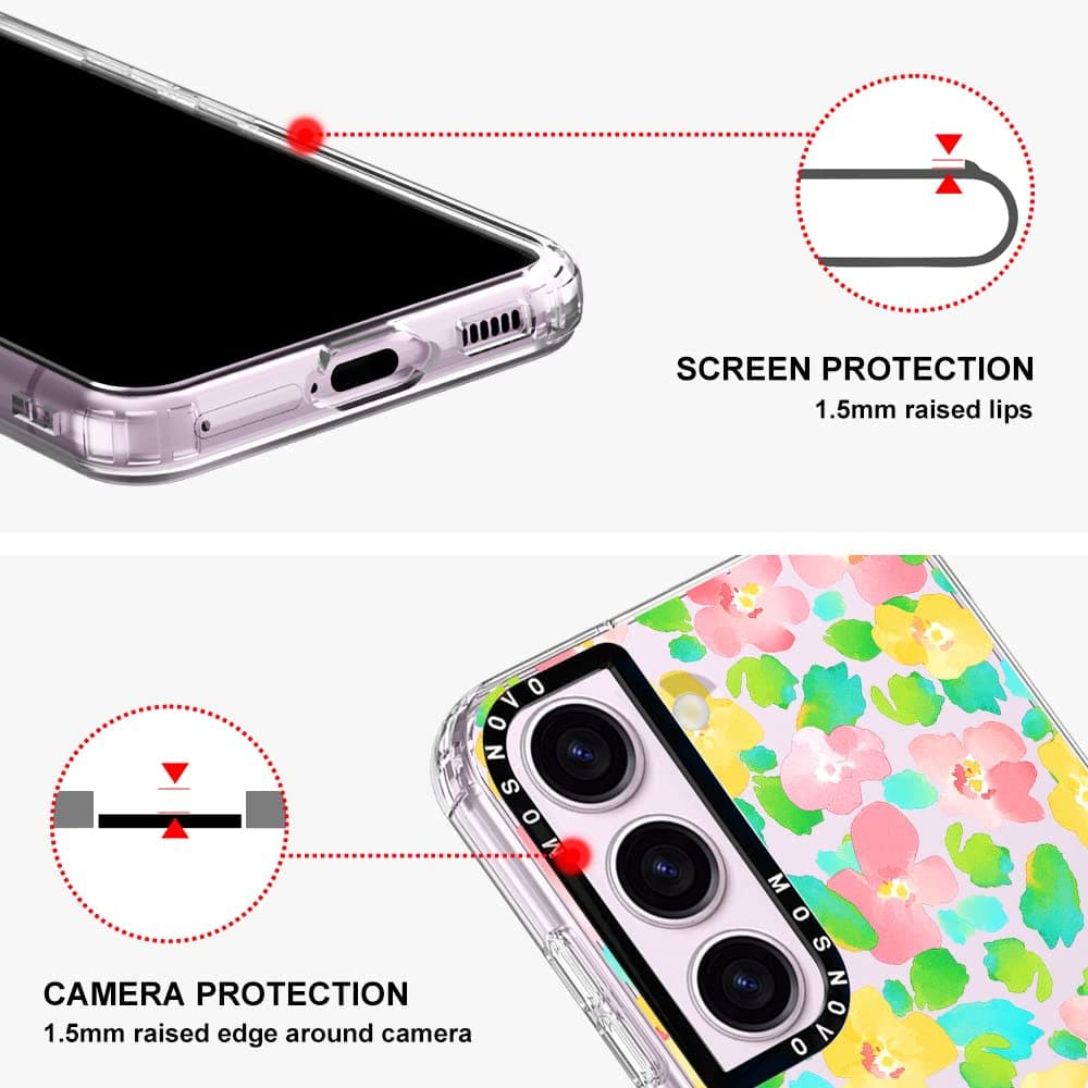 MOSNOVO Case for Samsung Galaxy S25 Plus, [Buffertech 6.6ft Military-Grade Drop Protection] [Anti Peel Off Tech] Clear TPU Bumper Phone Case Cover Design - White Daisy thumbnail 4