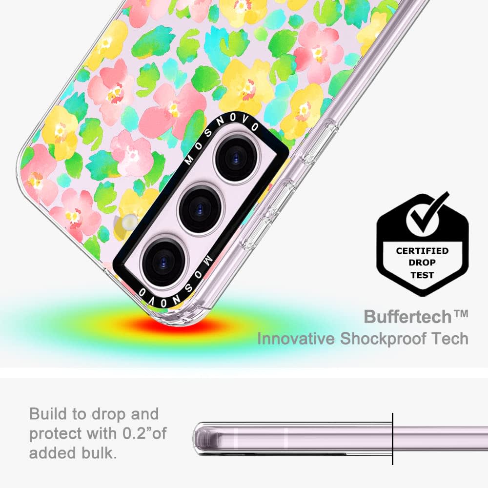 MOSNOVO Case for Samsung Galaxy S25 Plus, [Buffertech 6.6ft Military-Grade Drop Protection] [Anti Peel Off Tech] Clear TPU Bumper Phone Case Cover Design - White Daisy thumbnail 5
