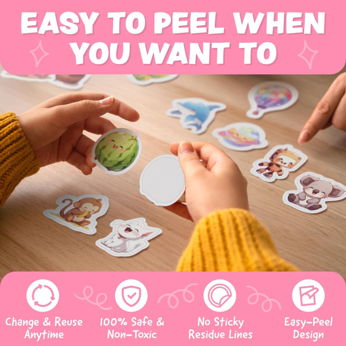 Cute Stickers for Kids - Kawaii Water Bottle Stickers for Teens - 108pc Sticker Pack - Waterproof Vinyl Stickers for Water Bottles, Scrapbook, Laptops, Etc. thumbnail 4