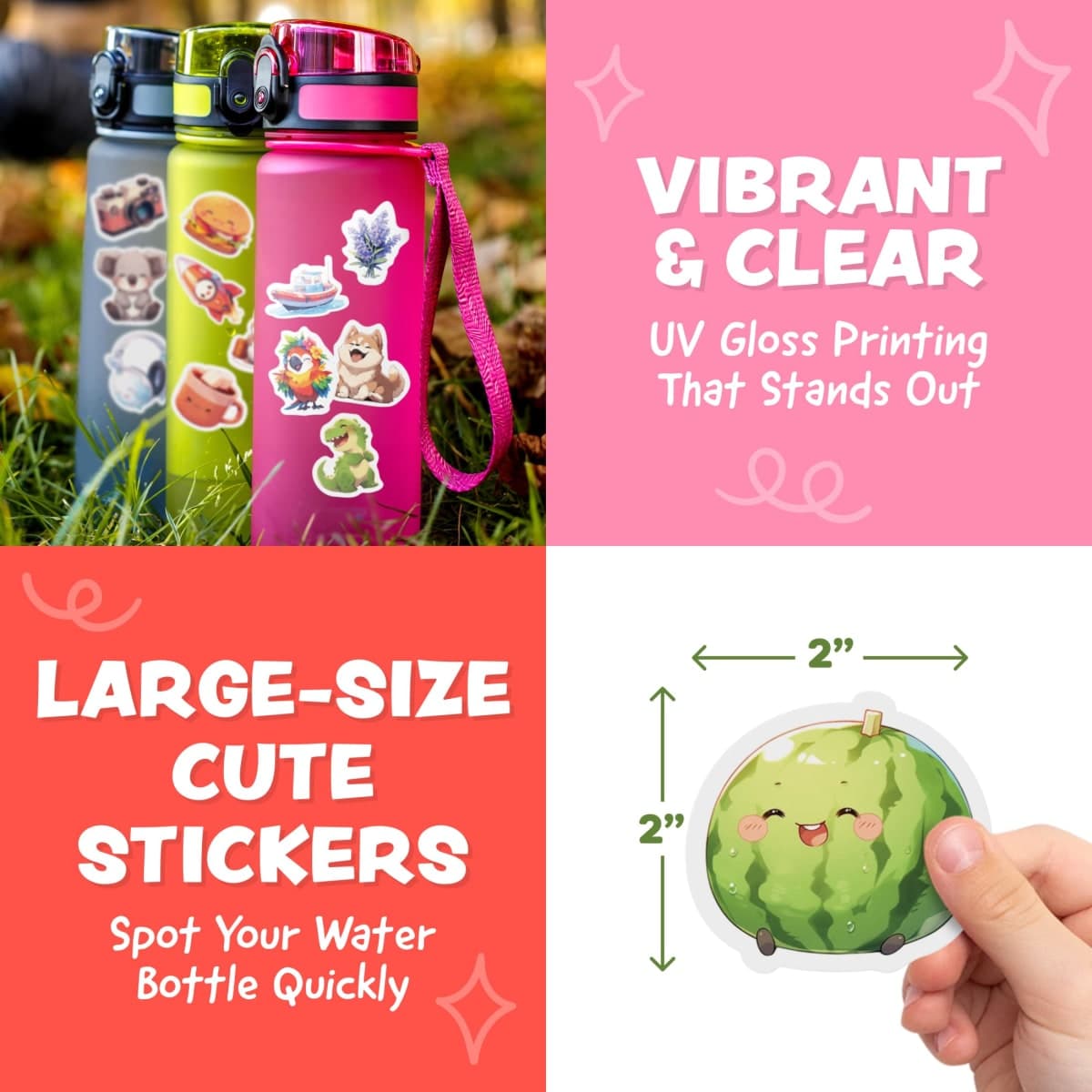 Cute Stickers for Kids - Kawaii Water Bottle Stickers for Teens - 108pc Sticker Pack - Waterproof Vinyl Stickers for Water Bottles, Scrapbook, Laptops, Etc. thumbnail 5