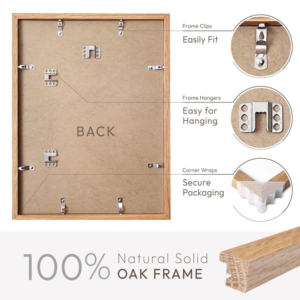 wallwisy 5x7 Picture Frame, Solid Oak Wood 5x7 Photo Frame with Mat to 4x6, 7x5 Picture Frames for Wall and Tabletop Display, Natural Oak 5 x 7 Frame, Set of 1 thumbnail 4