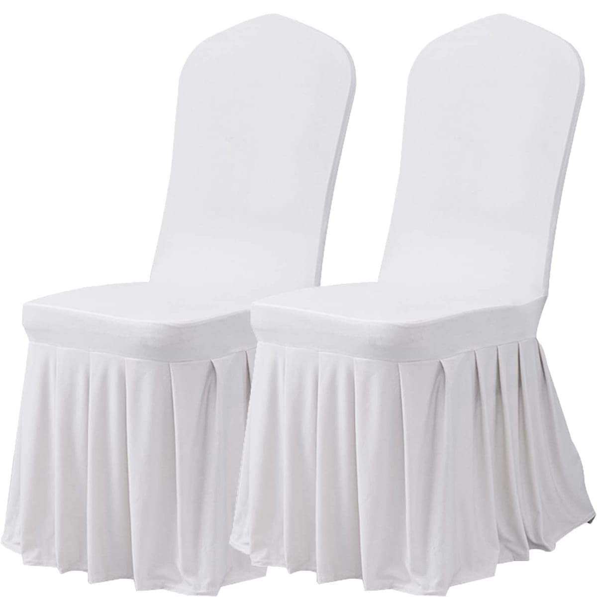 Dimatic Dining Room Chair Covers Set of 2, Stretch Parsons Slipcovers with Skirt Super Fit Spandex Chair Seat Protector Cover for Dining Room, Hotel, Ceremony (White) — image 1