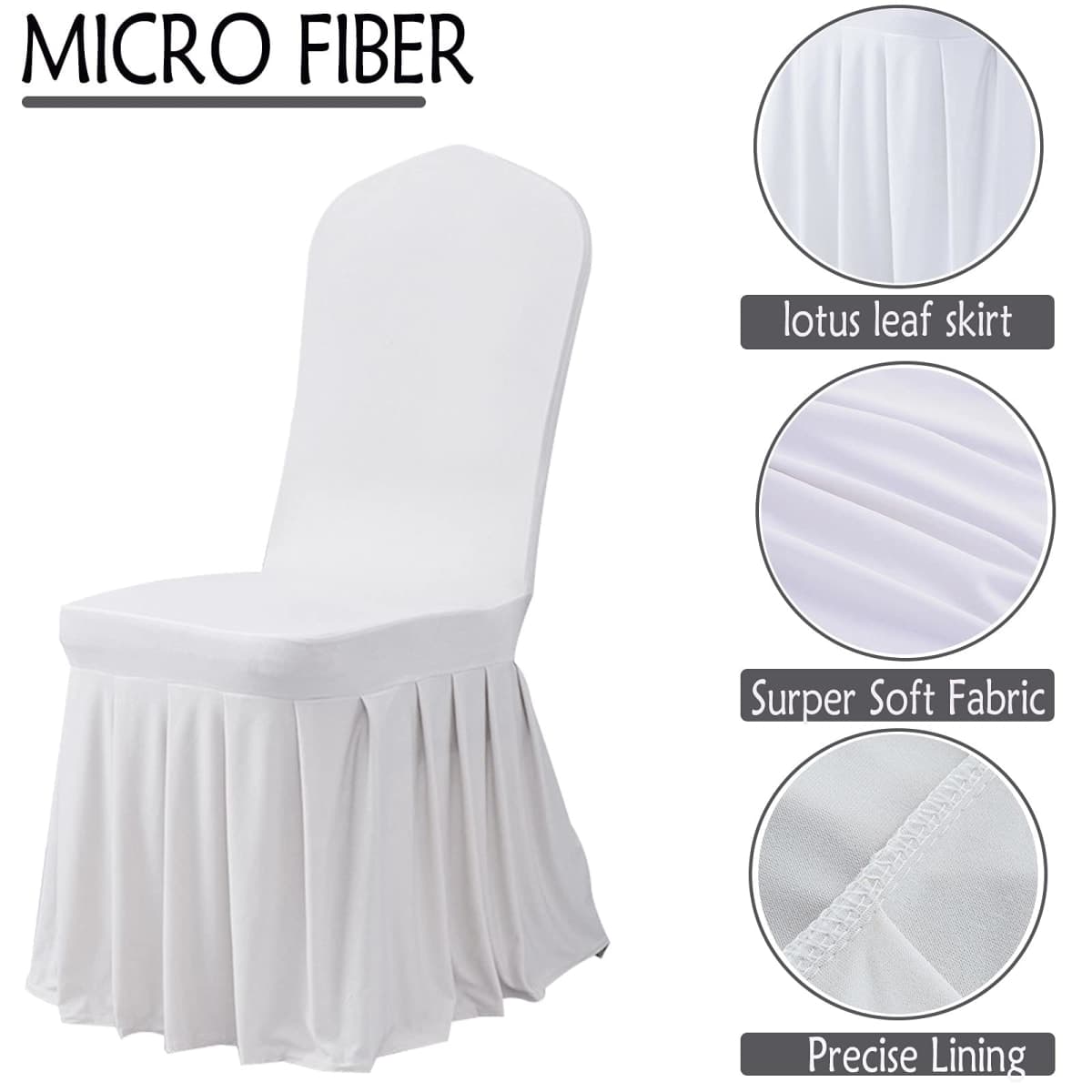 Dimatic Dining Room Chair Covers Set of 2, Stretch Parsons Slipcovers with Skirt Super Fit Spandex Chair Seat Protector Cover for Dining Room, Hotel, Ceremony (White) thumbnail 3