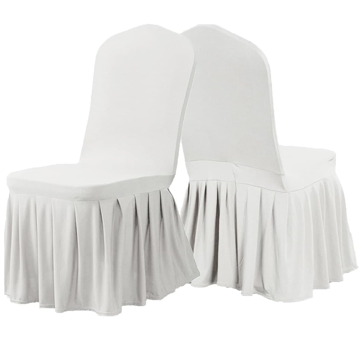 Dimatic Dining Room Chair Covers Set of 2, Stretch Parsons Slipcovers with Skirt Super Fit Spandex Chair Seat Protector Cover for Dining Room, Hotel, Ceremony (White) thumbnail 4
