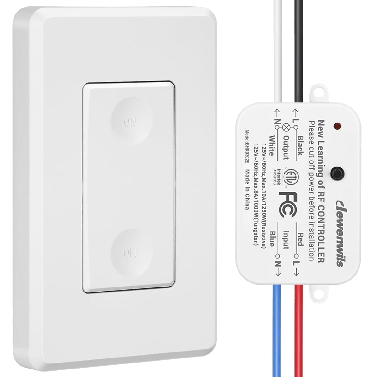 DEWENWILS Wireless Remote Light Switch, Expandable Wireless Wall Switch Kit, No Wiring, No WiFi, 100 Ft RF Range, Programmable, Remote Control for Lamps, Ceiling Lights, Fans — image 1