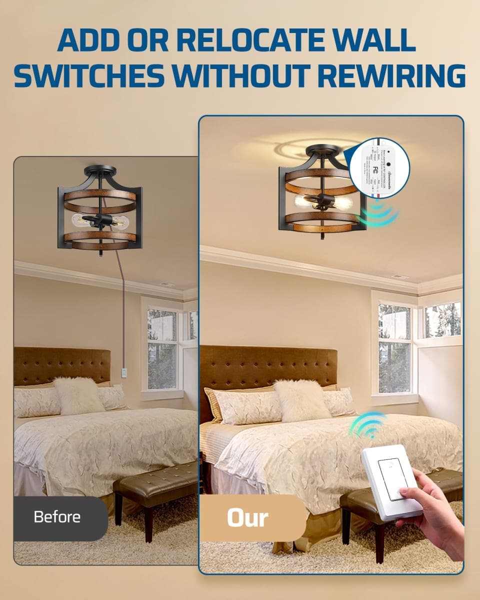 DEWENWILS Wireless Remote Light Switch, Expandable Wireless Wall Switch Kit, No Wiring, No WiFi, 100 Ft RF Range, Programmable, Remote Control for Lamps, Ceiling Lights, Fans thumbnail 3