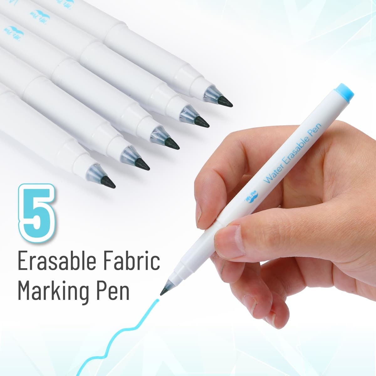 Mr. Pen- Fabric Markers for Sewing, 5 Pack, Blue, Erasable, Water Soluble Fabric Marker, Fabric Pens for Sewing Erasable, Washable Fabric Marker, Water Soluble Pen, Fabric Marking Pens for Sewing thumbnail 2