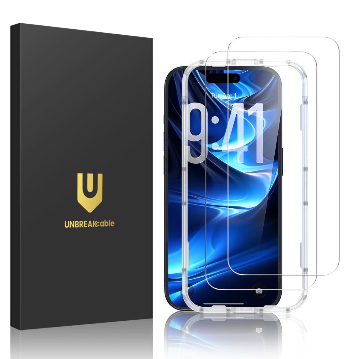 UNBREAKcable 2-Pack Screen Protector for iPhone 17 Pro, Double Shatterproof Tempered Glass [Easy Installation Frame] [9H Hardness] [99.99% HD Clear] [Case Friendly] for iPhone 6.3 inch — image 1