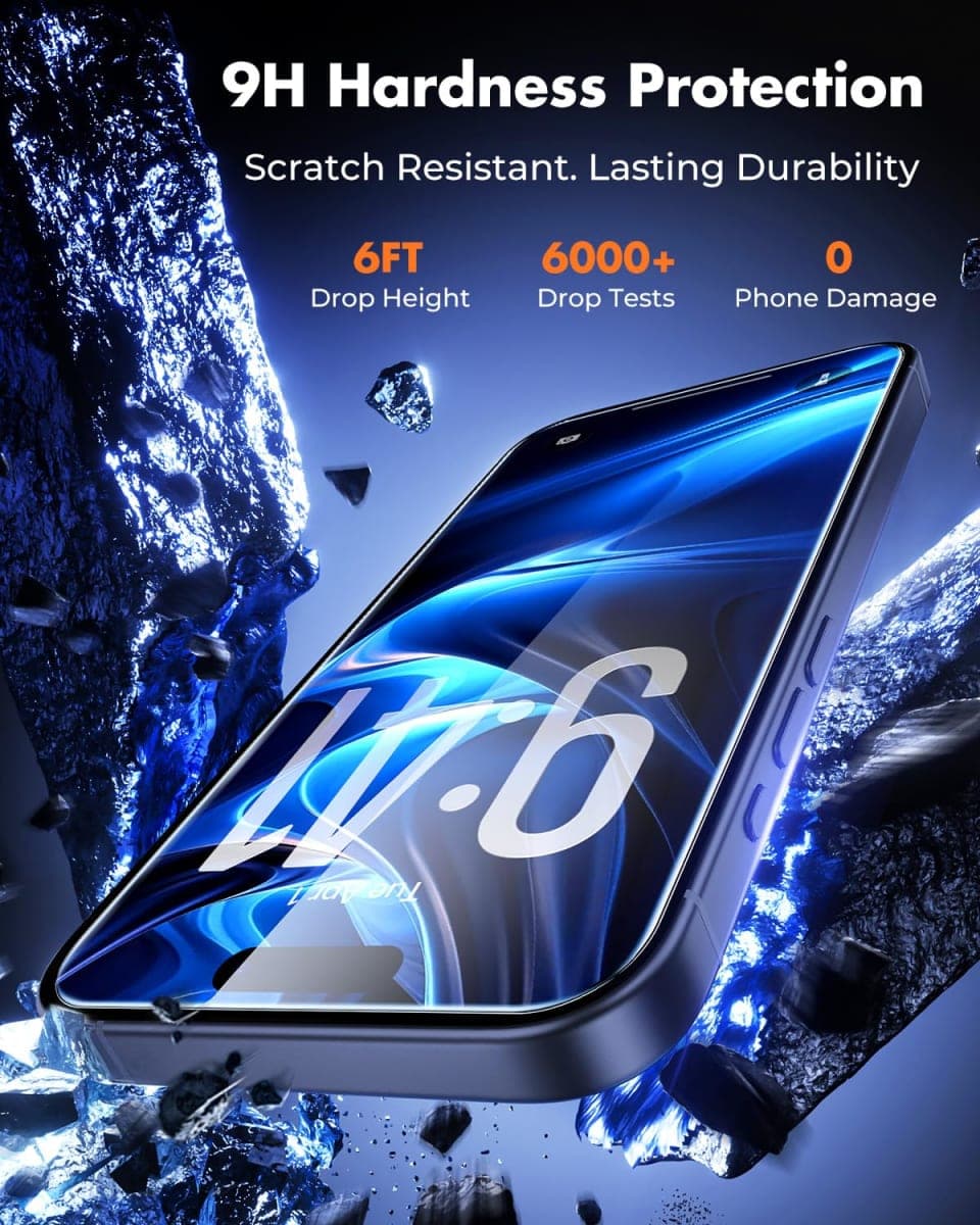 UNBREAKcable 2-Pack Screen Protector for iPhone 17 Pro, Double Shatterproof Tempered Glass [Easy Installation Frame] [9H Hardness] [99.99% HD Clear] [Case Friendly] for iPhone 6.3 inch thumbnail 3
