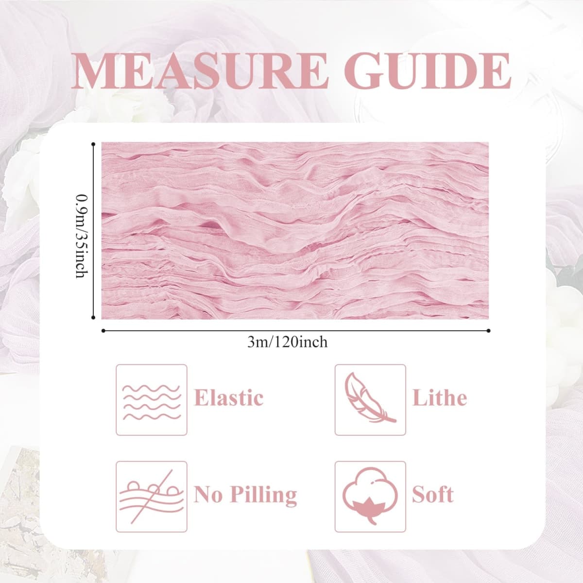 Asee'm 2pcs Cheesecloth Table Runner 120 Inches Blushing Pink Boho Gauze Cheese Cloth Runner 10FT Rustic Sheer Table Runners for Summer Wedding Baby Shower Holiday Party Decoration thumbnail 2