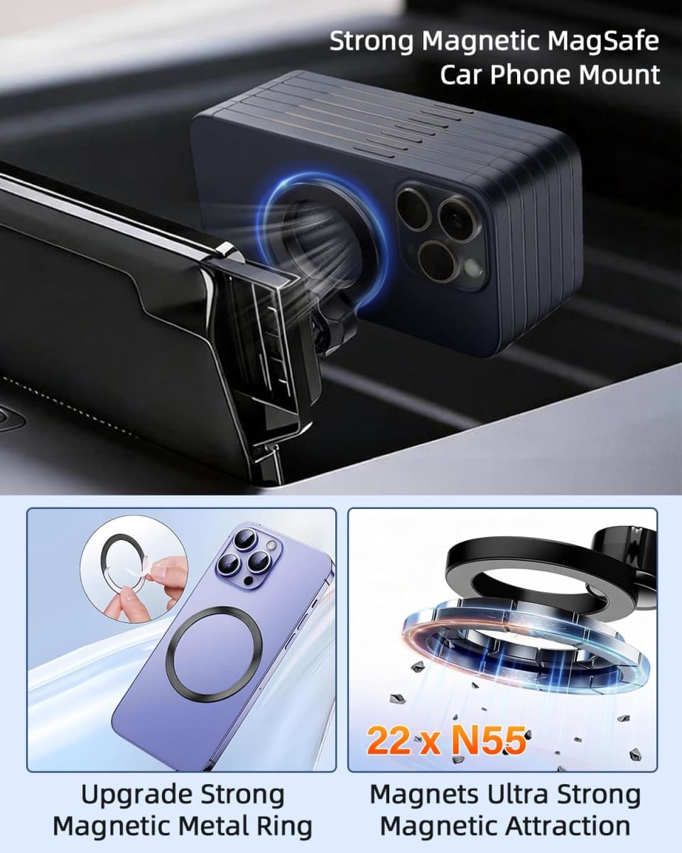 PZK Car Phone Holder for Hyundai Tucson/Tuscon Hybrid 2025 2026 Accessories 12.3-Inch Screen Fixed Clip, Compatible with MagSafe Strong Magnetic Car Phone Mount, 360° Rotation Automobile Cradles thumbnail 5