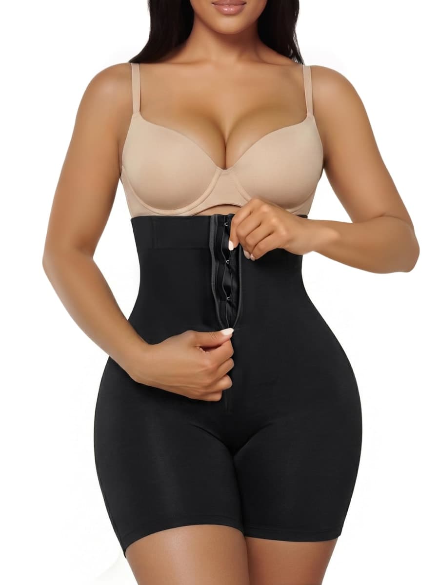 SHAPERX High-Waisted Tummy Control Shapewear for Women Seamless Zip-Up Easy-On Body Shaper Shorts Slimming Fit Underwear,SZ5820-Black-S/M — image 1