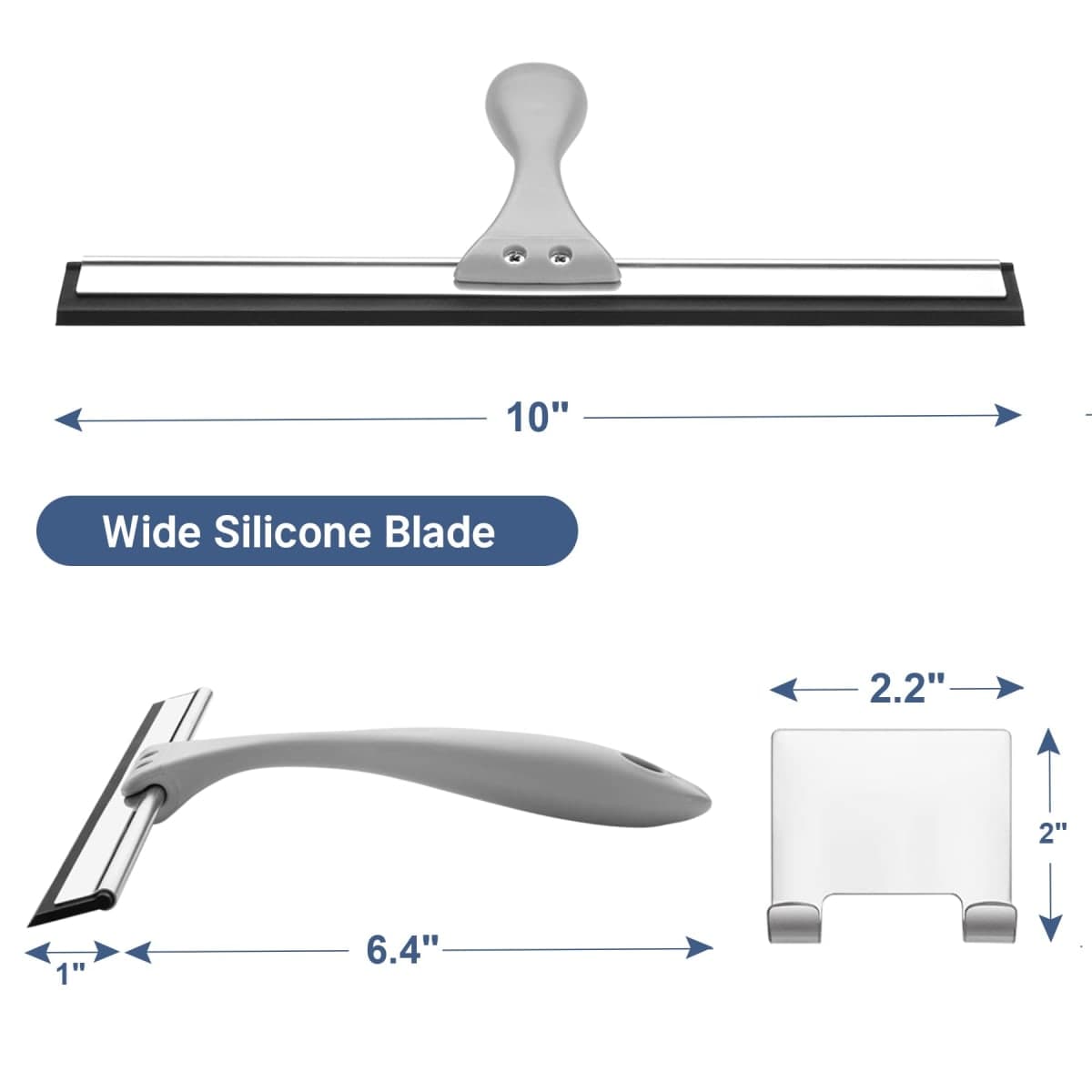 AmazerBath Squeegee for Shower Glass Door, All-Purpose Squeegee with Hook for Shower Doors, Windows, Mirrors, Tiles and Car Glass, 10 Inches thumbnail 2
