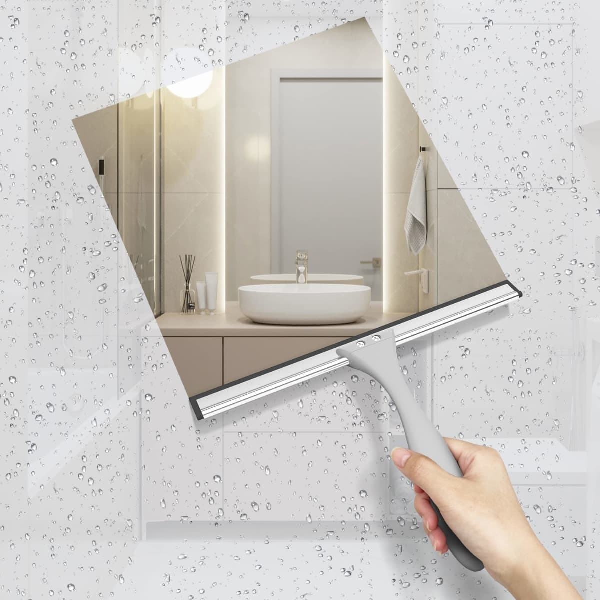 AmazerBath Squeegee for Shower Glass Door, All-Purpose Squeegee with Hook for Shower Doors, Windows, Mirrors, Tiles and Car Glass, 10 Inches thumbnail 5
