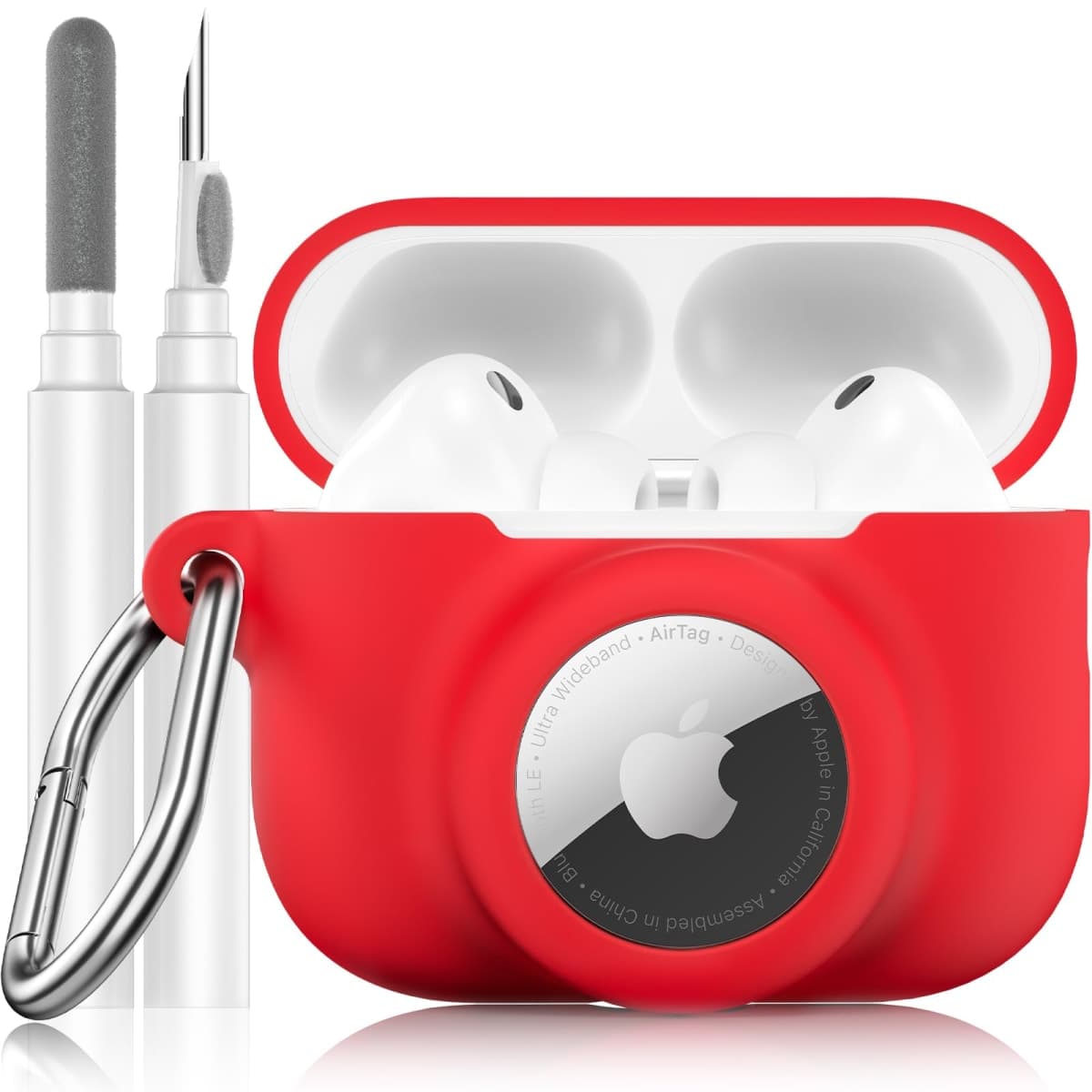 LDSXAY 2 in 1 Silicone Case Compatible with AirPods Pro 3 and AirTag, Shockproof Protective Case Cover for AirPods Pro 3rd Generation 2025 with Cleaner Kit & Carabiner (Black) — image 1