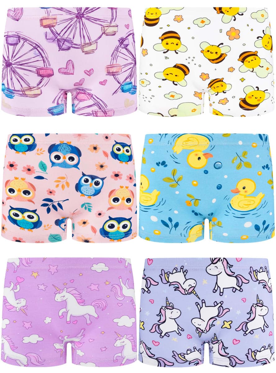 BliBliTaTa Girls Underwear,Soft Cotton Tagless Panties for Toddlers' & Little Kids' Comfort,Breathable Briefs,6-Pack, Flower-unicorn-rose-colorful Petals-rainbow-clouds, 8