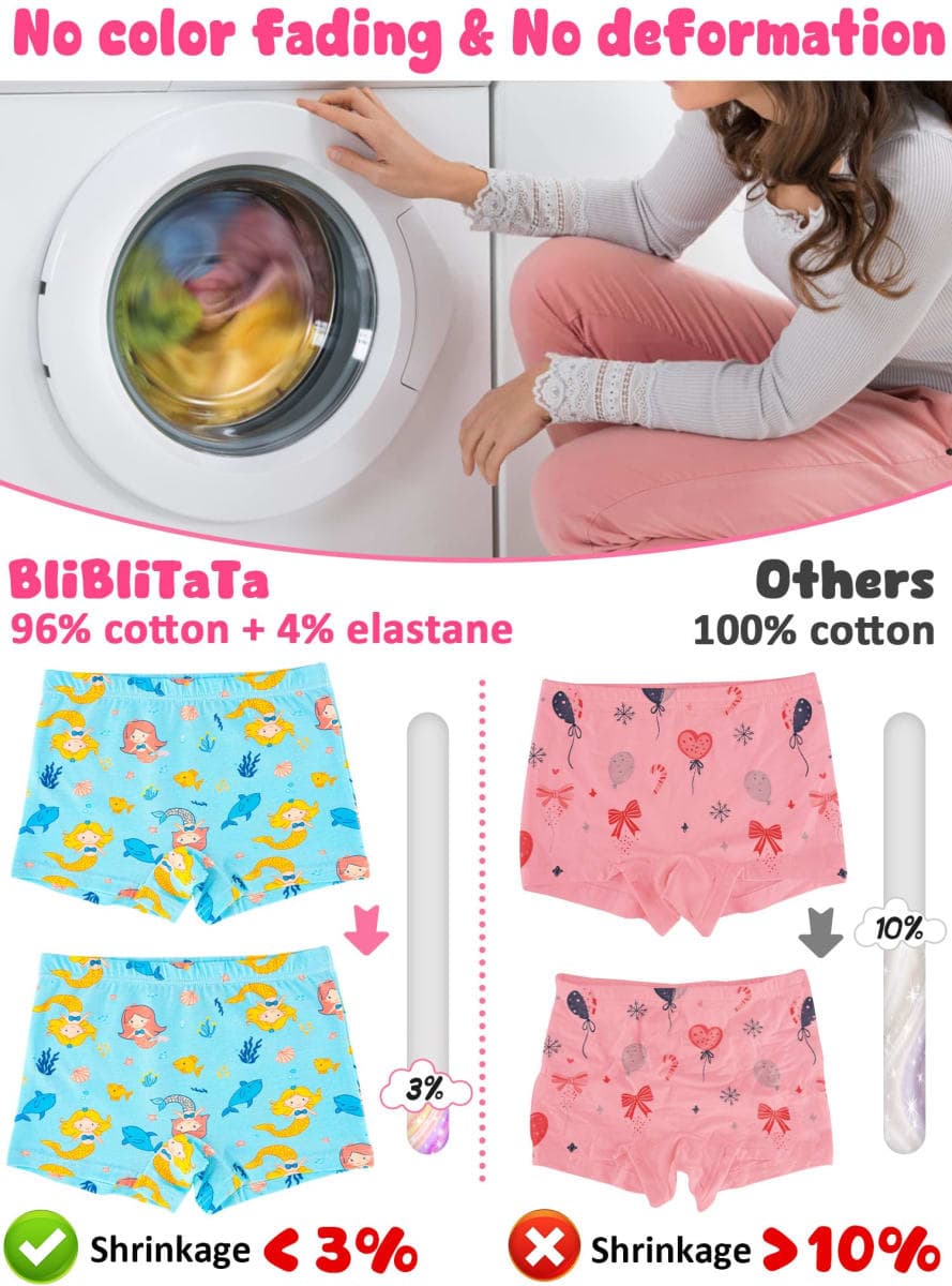 BliBliTaTa Girls Underwear,Soft Cotton Tagless Panties for Toddlers' & Little Kids' Comfort,Breathable Briefs,6-Pack, Flower-unicorn-rose-colorful Petals-rainbow-clouds, 8 thumbnail 2