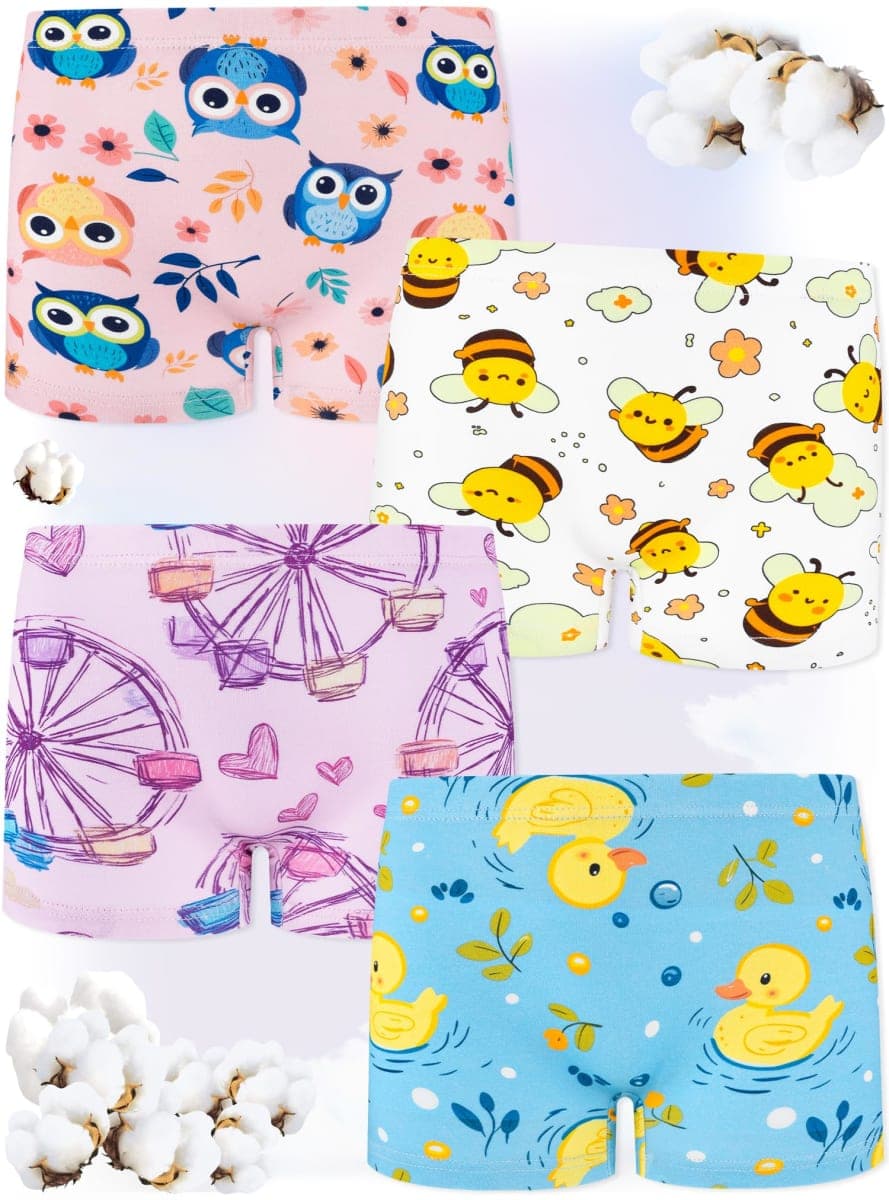 BliBliTaTa Girls Underwear,Soft Cotton Tagless Panties for Toddlers' & Little Kids' Comfort,Breathable Briefs,6-Pack, Flower-unicorn-rose-colorful Petals-rainbow-clouds, 8 thumbnail 3