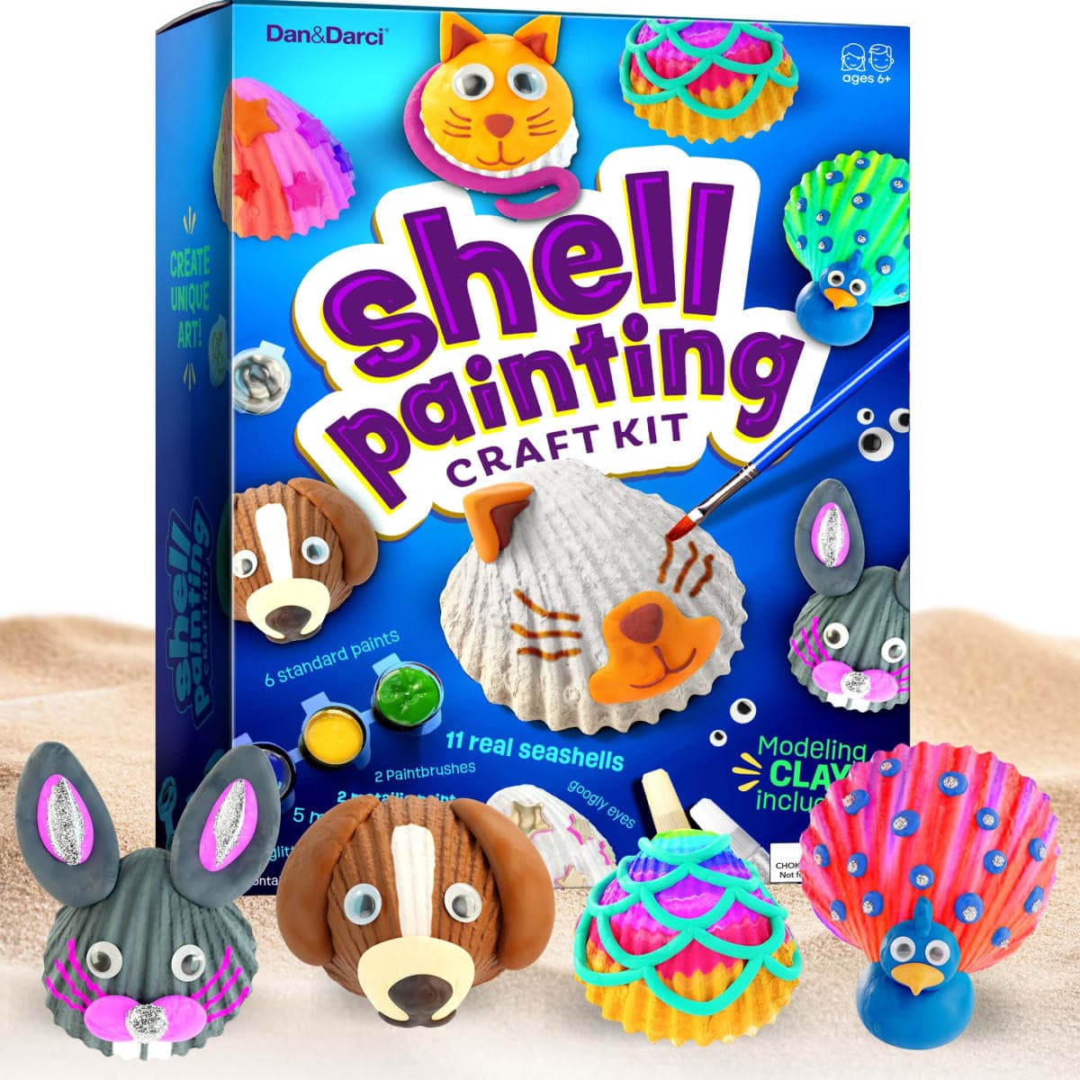 Dan&Darci Kids Sea Shell Painting Kit - Arts & Crafts Gifts for Boys and Girls Ages 6-12 - Craft Activities Kits - Creative Art Activity Easter Gift Toys for Age 6, 7, 8, 9, 10, 11 & 12 Year Old 8-12 — image 1