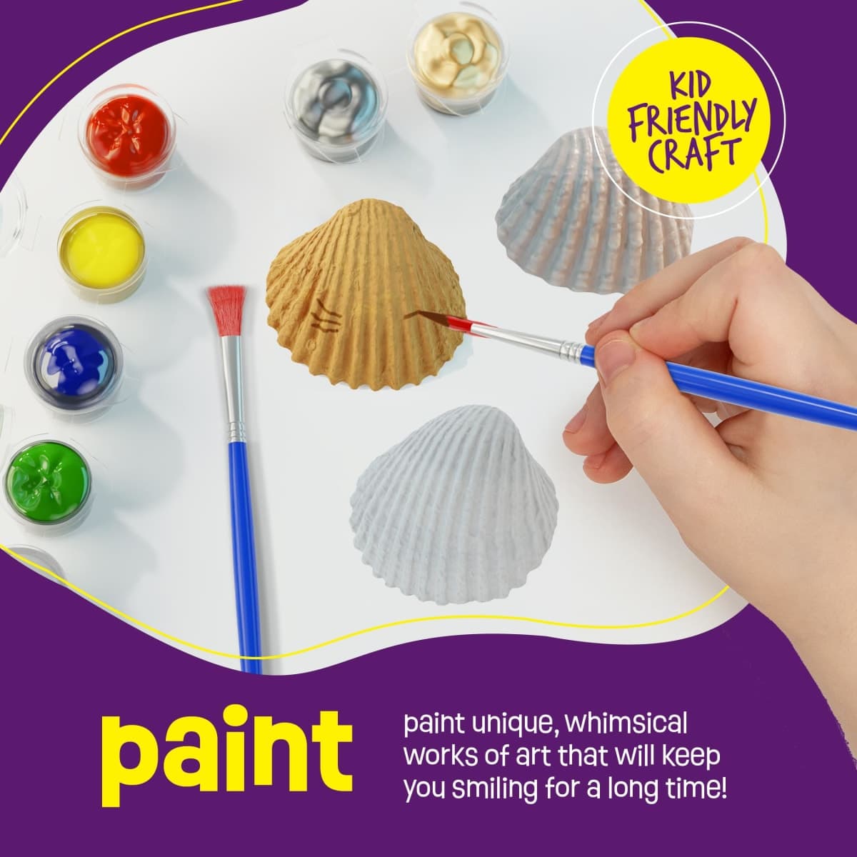 Dan&Darci Kids Sea Shell Painting Kit - Arts & Crafts Gifts for Boys and Girls Ages 6-12 - Craft Activities Kits - Creative Art Activity Easter Gift Toys for Age 6, 7, 8, 9, 10, 11 & 12 Year Old 8-12 thumbnail 5