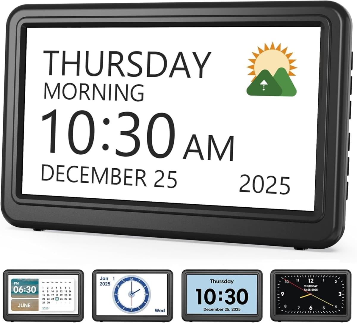 Clock with Day and Date for Elderly, 7" Large Display Digital Calendar Day Clock with 20 Custom Alarms and Medicine Reminders, 12 Display Modes, Dimmable Dementia Alzheimers Clocks for Seniors — image 1