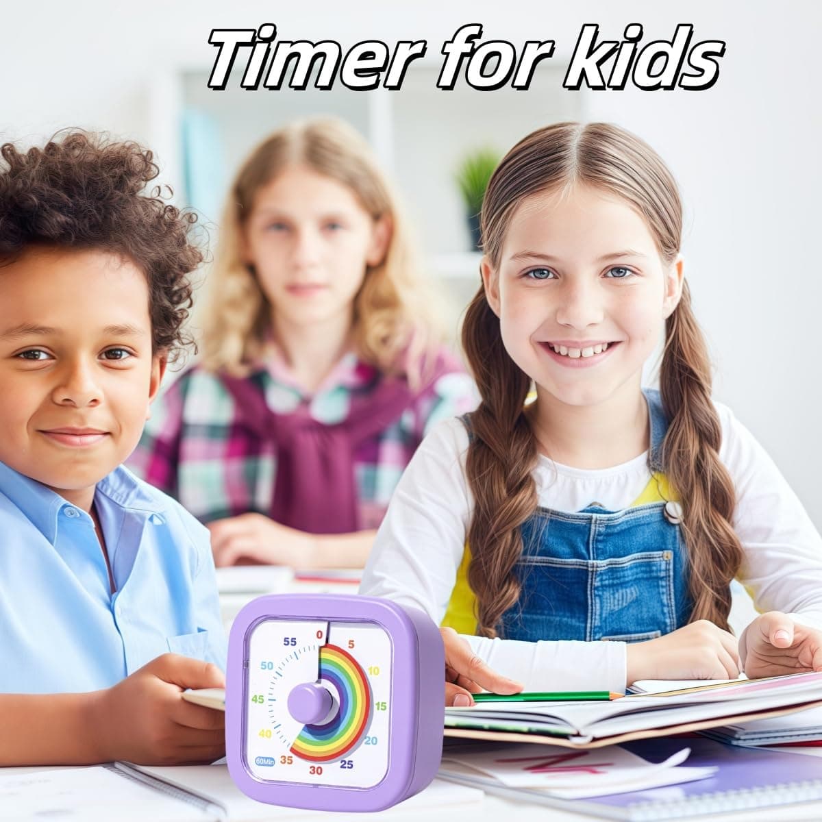 Kids Visual Timer Cute Rainbow - 60 Minute Countdown Timer Time Management for Kids and Adults, Timer for Cooking Classroom Meeting (Purple) thumbnail 3