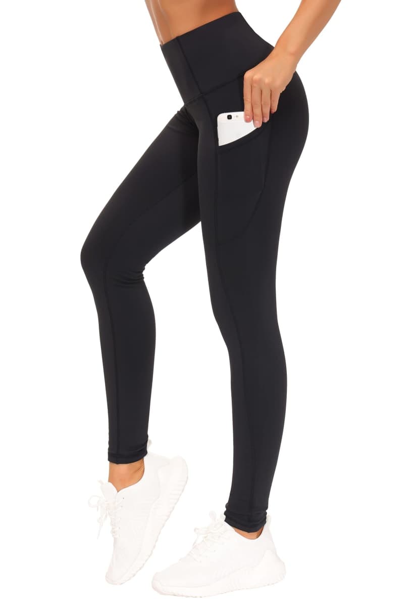 Thick Thermal Fleece Lined Leggings with Pockets, Tummy Control Workout Running Yoga Pants for Women (Small, Fleece Lined-Black) — image 1