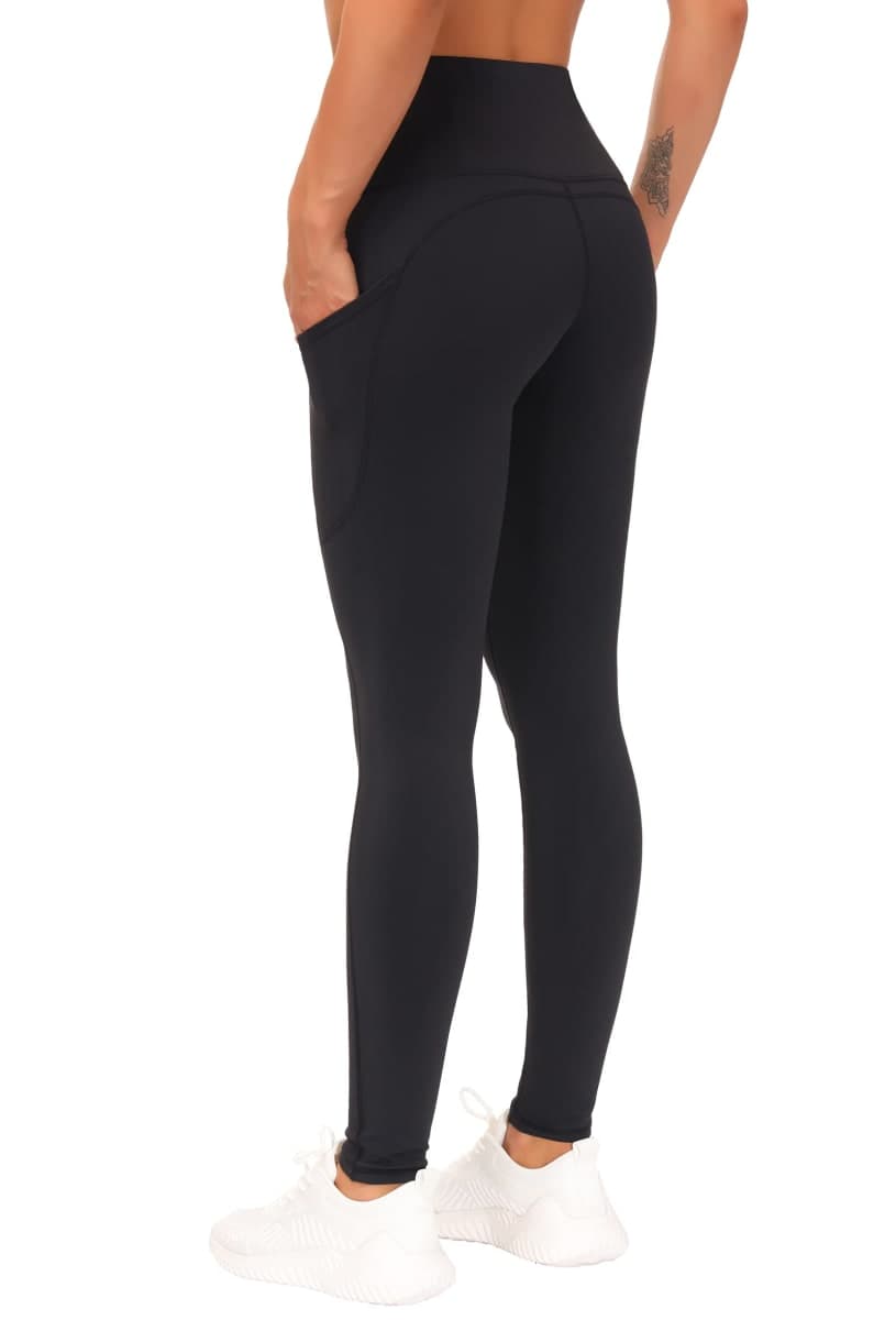 Thick Thermal Fleece Lined Leggings with Pockets, Tummy Control Workout Running Yoga Pants for Women (Small, Fleece Lined-Black) thumbnail 2