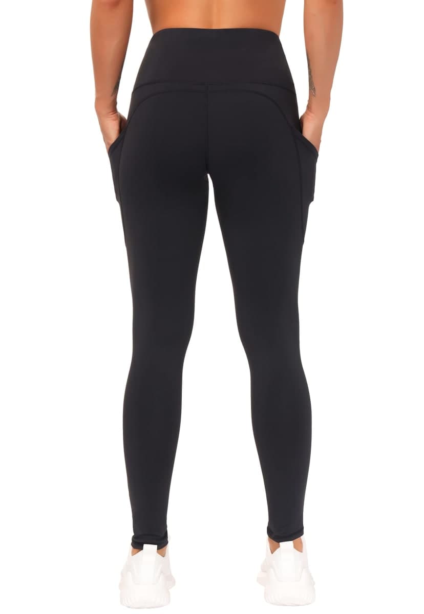 Thick Thermal Fleece Lined Leggings with Pockets, Tummy Control Workout Running Yoga Pants for Women (Small, Fleece Lined-Black) thumbnail 3