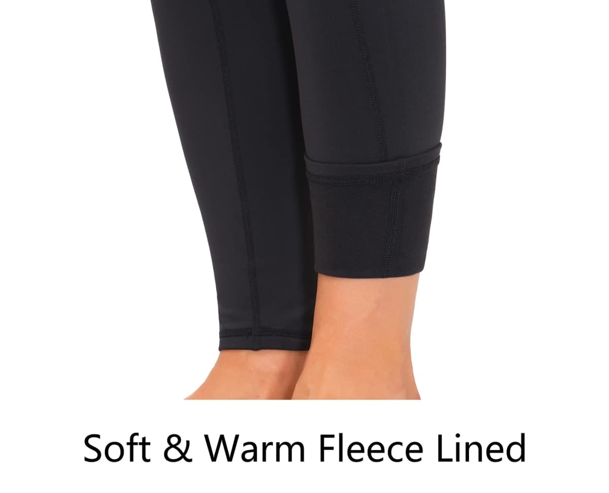 Thick Thermal Fleece Lined Leggings with Pockets, Tummy Control Workout Running Yoga Pants for Women (Small, Fleece Lined-Black) thumbnail 4