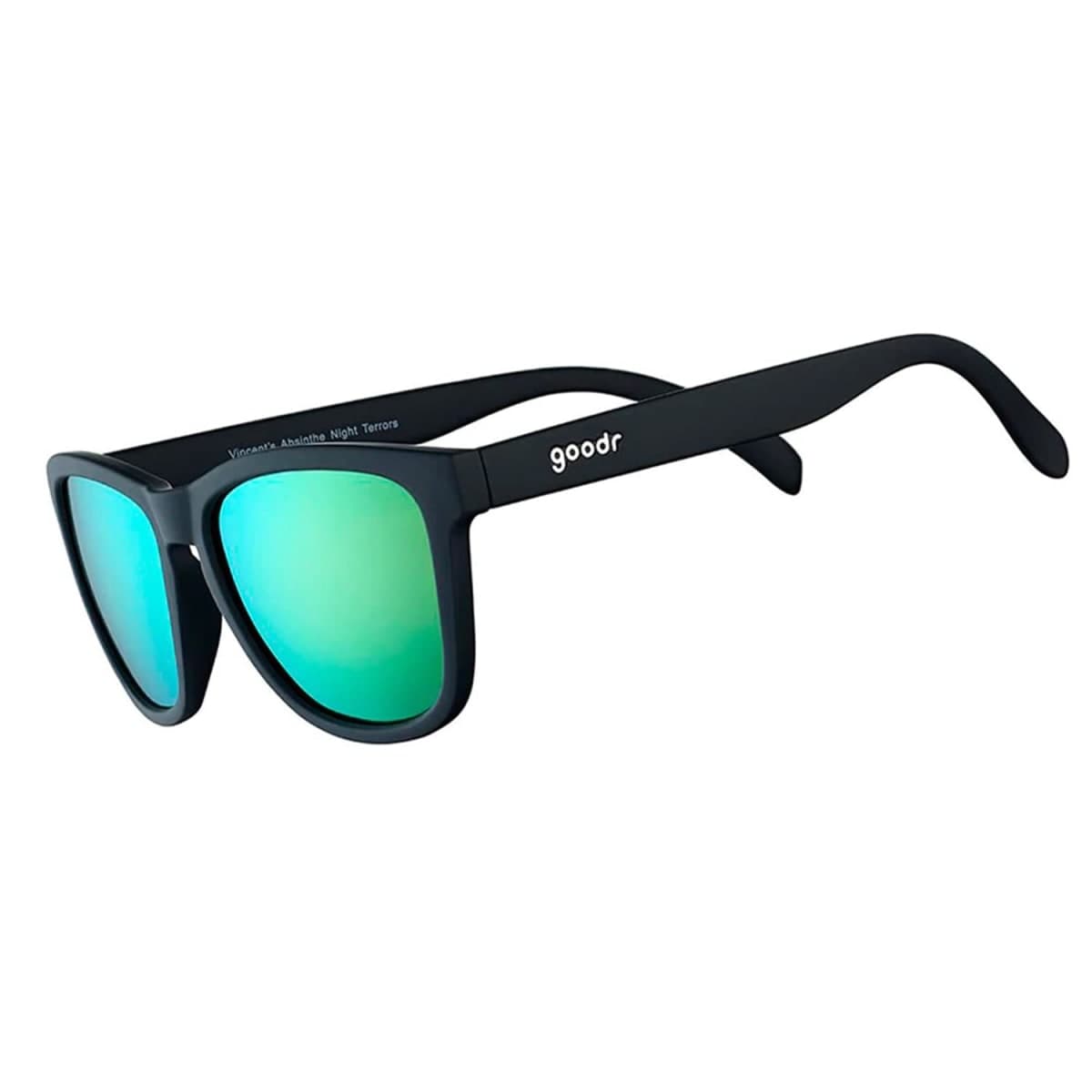 goodr Vincent's Absinthe Night Terrors Polarized Sunglasses for Men & Women, Medium Sized (OG), Black Solid Frame with Green Gold Mirrored Reflective Lenses, UV400 Protection, No Slip, No Bounce — image 1