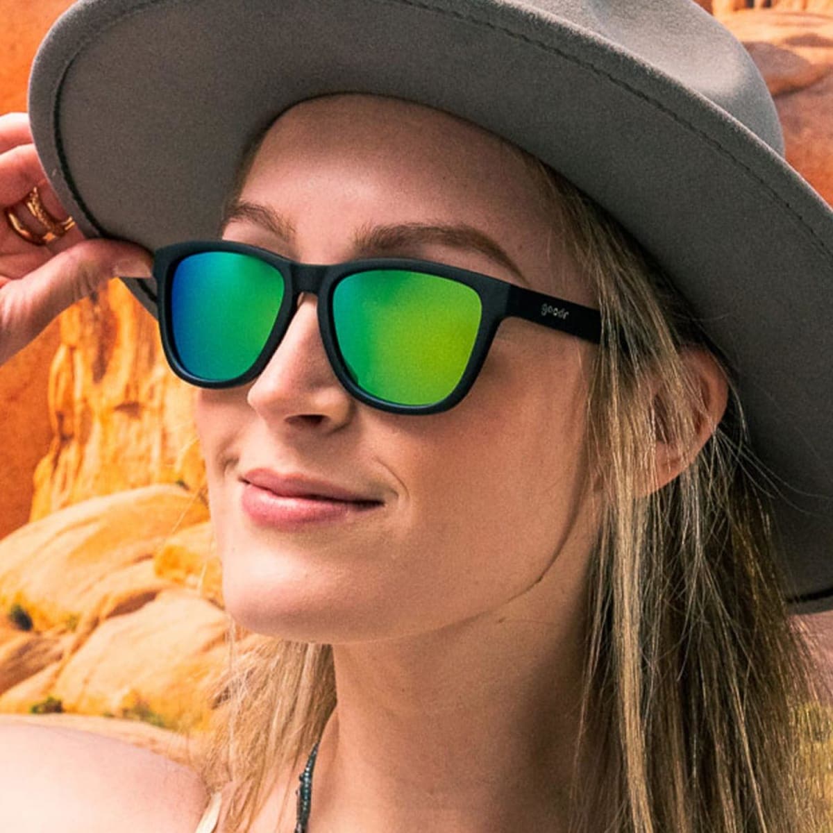 goodr Vincent's Absinthe Night Terrors Polarized Sunglasses for Men & Women, Medium Sized (OG), Black Solid Frame with Green Gold Mirrored Reflective Lenses, UV400 Protection, No Slip, No Bounce thumbnail 4