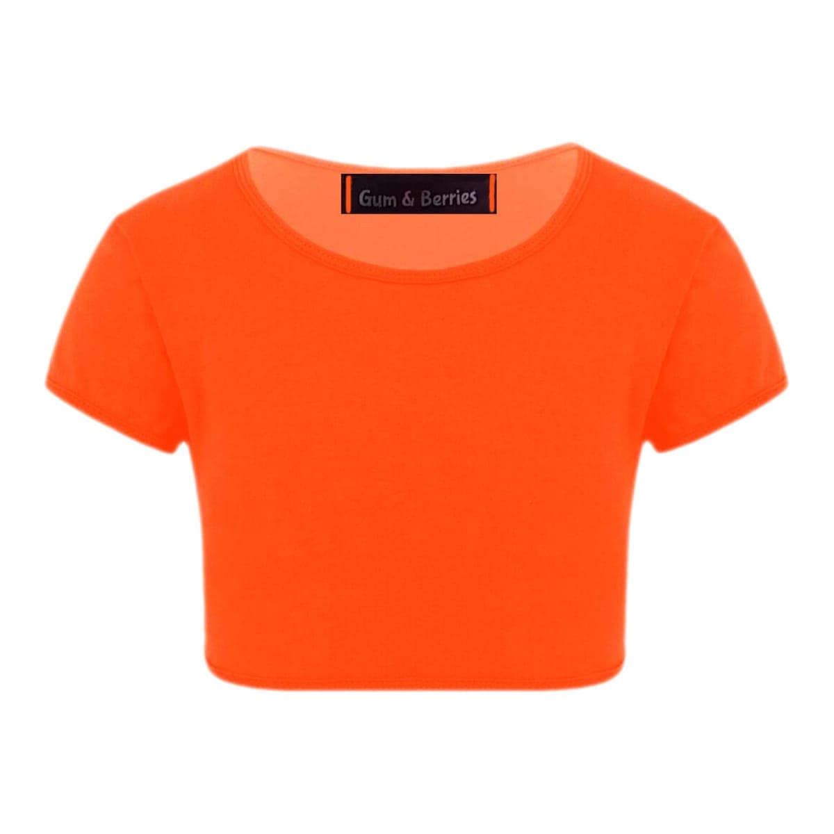 Gum & Berries Kids Girls Neon Fluorescent Plain Short Sleeve Crop Tops T-Shirt Tee Top Dance Wear Gymnastic Fancy Dress Colour: Neon Orange - Size: 9-10 Years — image 1