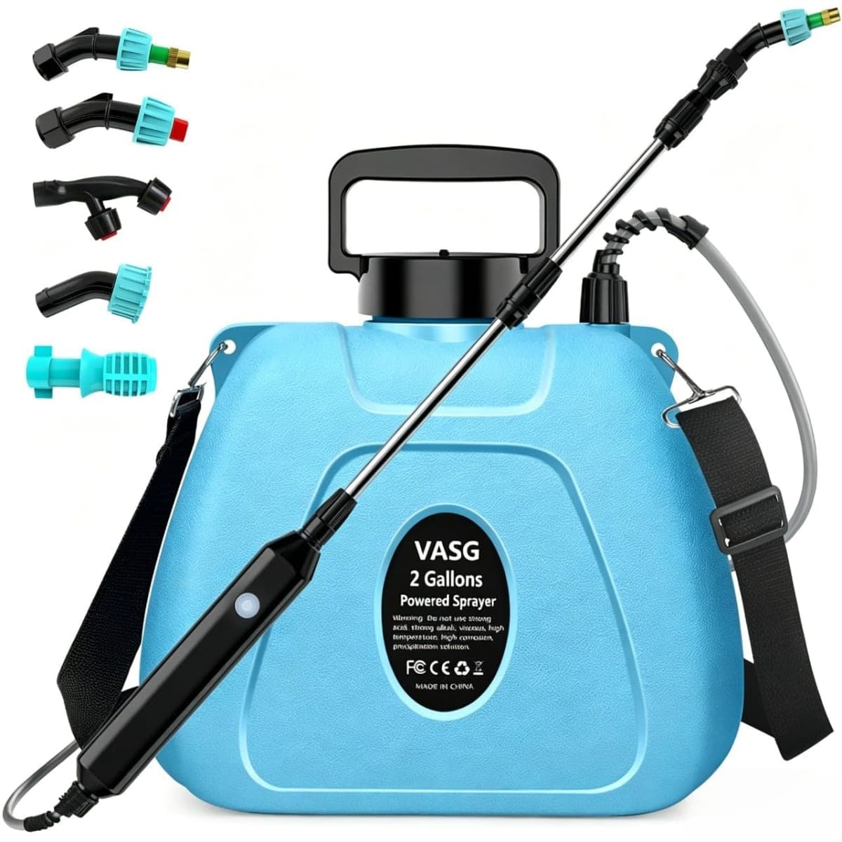 2 Gallon Electric Garden Sprayer, Battery Powered Weed Sprayer with USB Rechargeable Handle, 5 Spray Nozzles, Telescopic Wand & Adjustable Shoulder Strap for Lawn & Yard — image 1