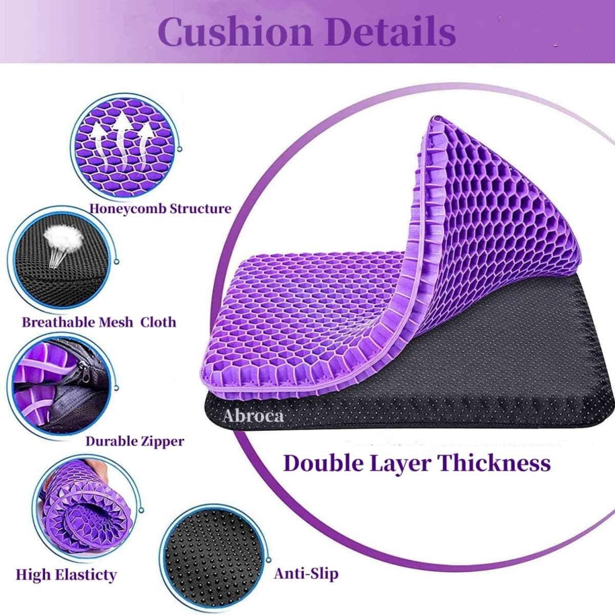Gel Seat Cushion for Long Sitting, Double Thick Office Desk Home Wheelchair Seat Cushions for Back Hip Sciatica Tailbone Pain Sore Pressure Relief, Gel Cooling Game Chair Pads for Car Truck Driver thumbnail 4