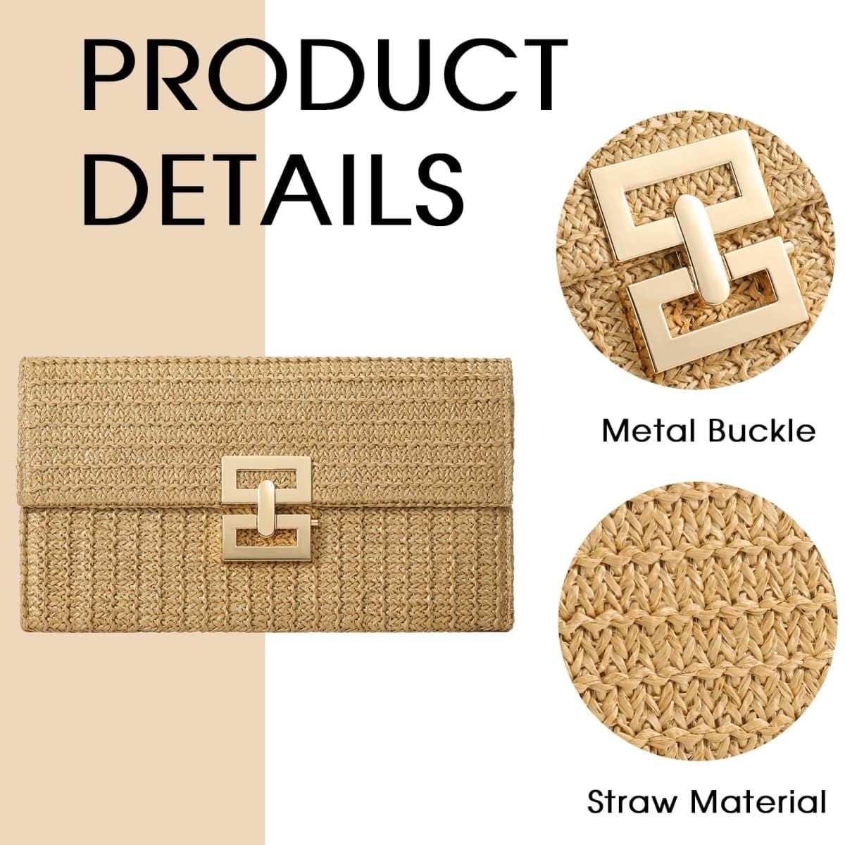 LEVOTIYER Straw Bag Woven Purse Straw Crossbody Bags for Women Straw Handmade Bag for Women for Casual Beach, Beige-satchel thumbnail 4