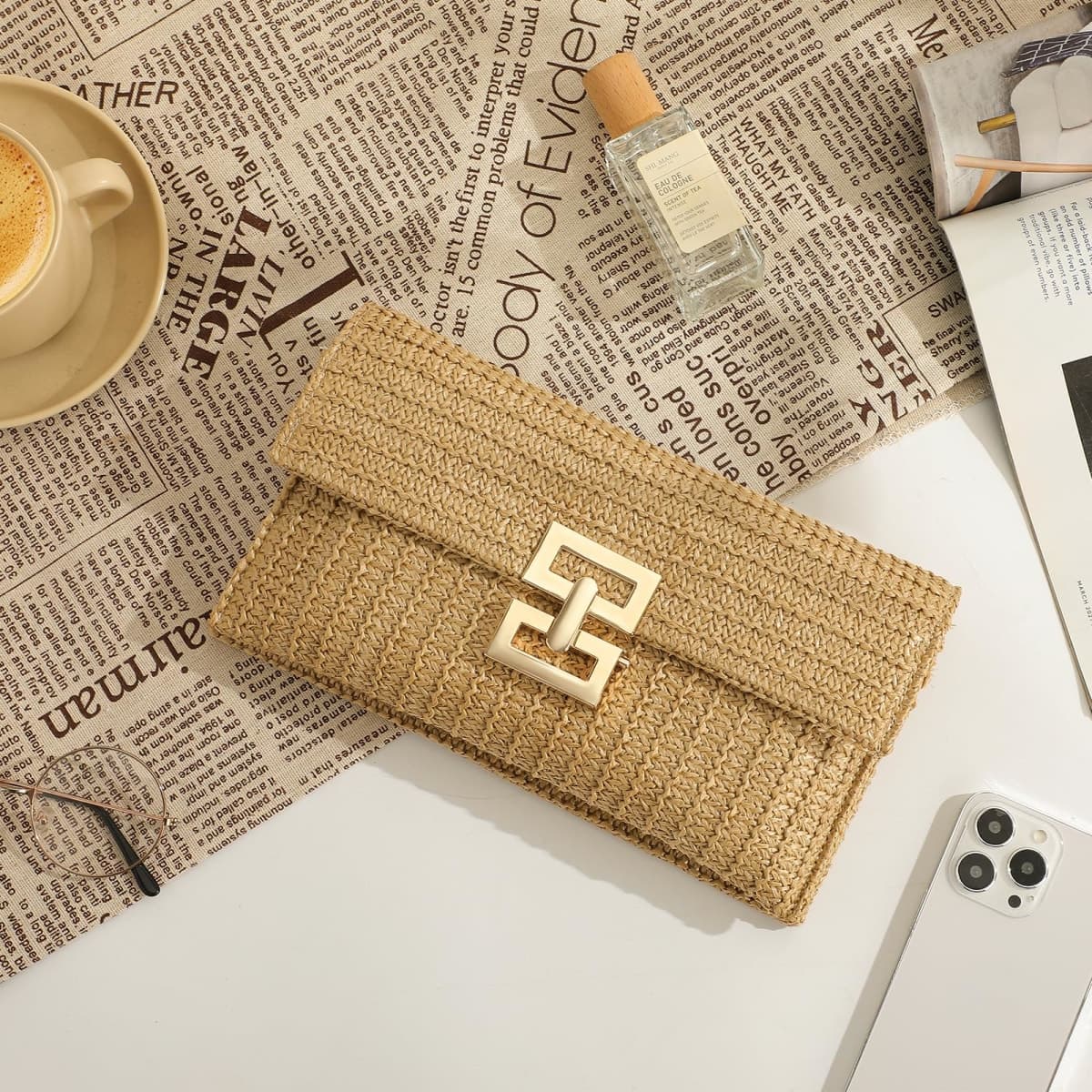 LEVOTIYER Straw Bag Woven Purse Straw Crossbody Bags for Women Straw Handmade Bag for Women for Casual Beach, Beige-satchel thumbnail 5