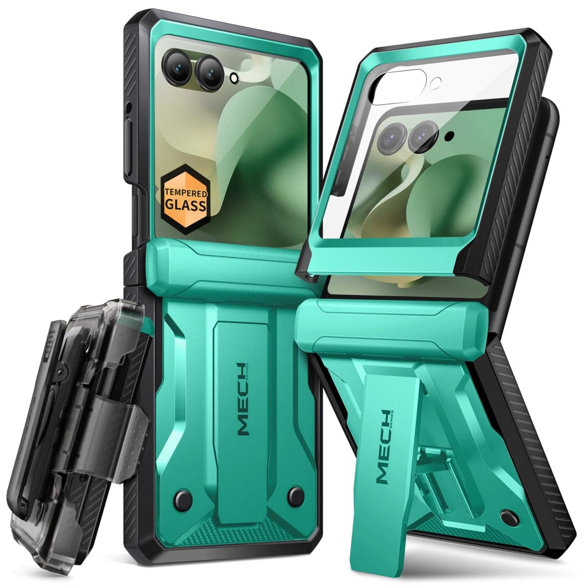 TONGATE for Motorola Razr 2026 Case, Razr 2025/2024 Case,with Front Screen Protector, [Stand & Belt-Clip] [Hinge Protection Cover] [Anti-Slip], Full-Body Military Grade Protective, Copper Green — image 1