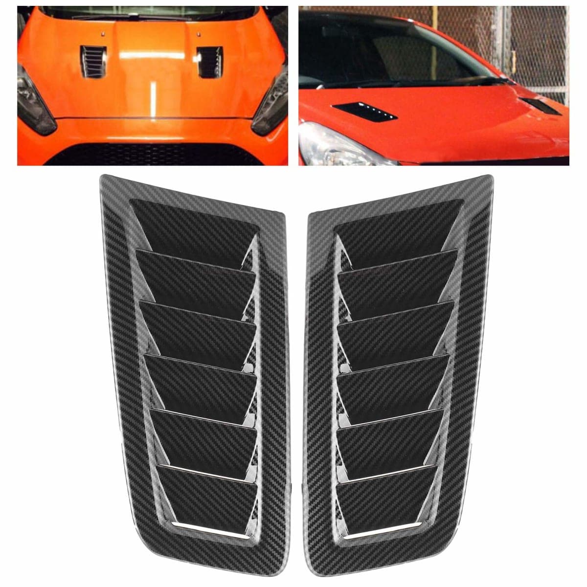 Car Hood Vent, 2Pcs Universal Bonnet Air Vents Engine Intake Louvers Hood Scoop Vent Kit for RS MK2 Style (Carbon Fiber) thumbnail 4