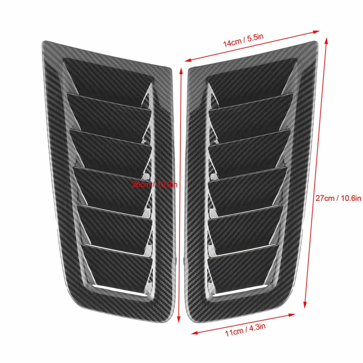 Car Hood Vent, 2Pcs Universal Bonnet Air Vents Engine Intake Louvers Hood Scoop Vent Kit for RS MK2 Style (Carbon Fiber) thumbnail 5