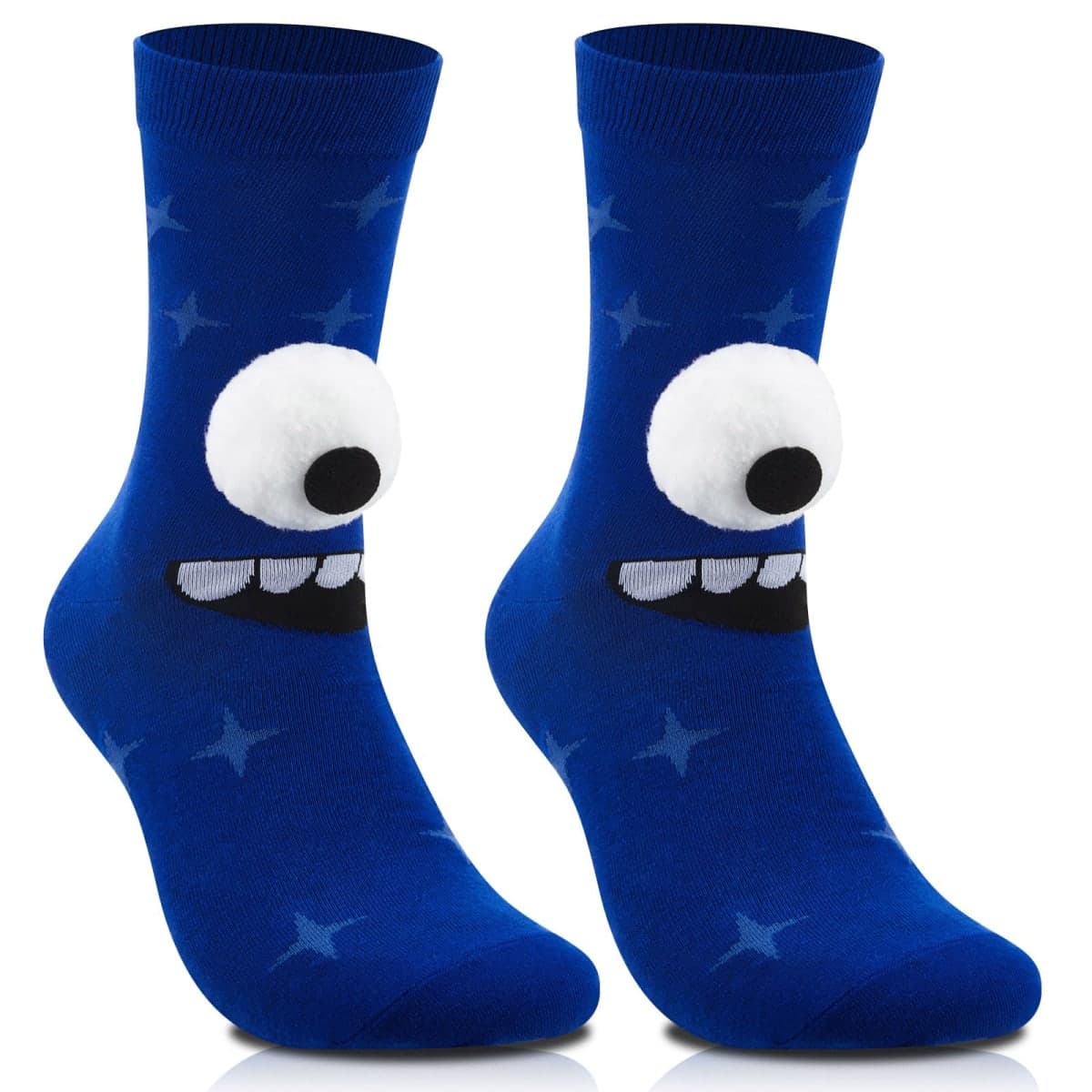 Jamntower 3D Eyes Monster Socks Novelty Funny Silly Fashion Cartoon Patterned Fuzzy Plush for Socks Day Men Women, Red and Yellow, Medium — image 1