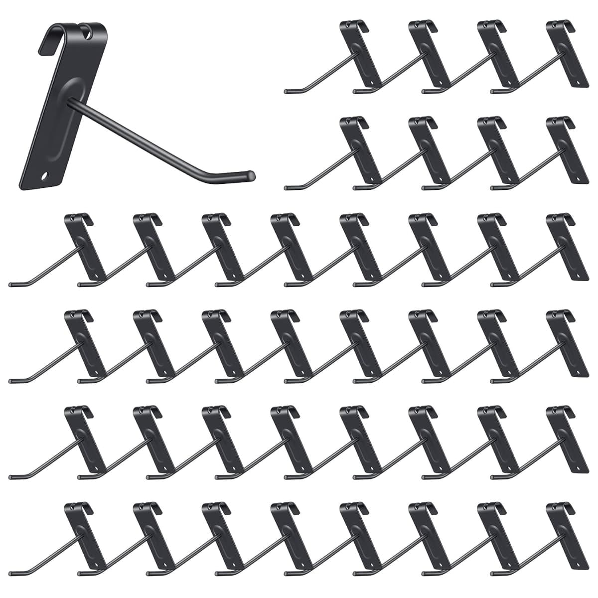 AOZUO 40 Pcs 4 Inch Gridwall Hooks, Display Hooks for Grid Wall Panel, Metal Grid Panel Hanging Hook for Retail Home Workspace Organization Display Storage Gridwall Accessories — image 1