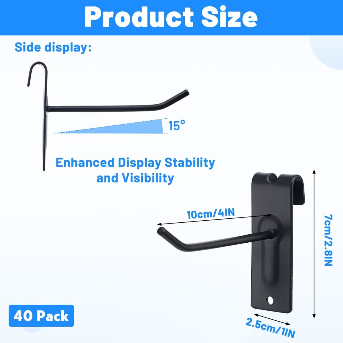 AOZUO 40 Pcs 4 Inch Gridwall Hooks, Display Hooks for Grid Wall Panel, Metal Grid Panel Hanging Hook for Retail Home Workspace Organization Display Storage Gridwall Accessories thumbnail 2
