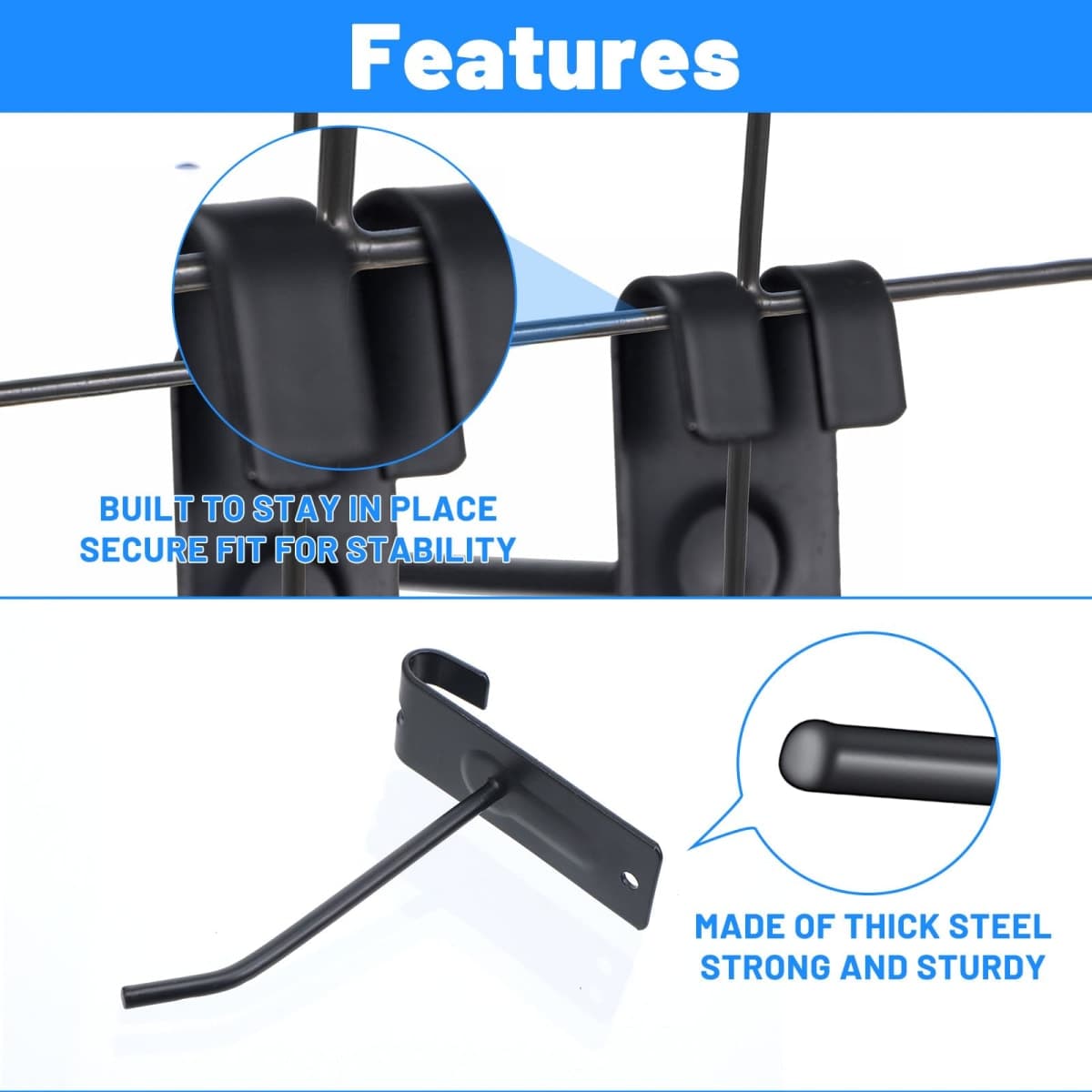 AOZUO 40 Pcs 4 Inch Gridwall Hooks, Display Hooks for Grid Wall Panel, Metal Grid Panel Hanging Hook for Retail Home Workspace Organization Display Storage Gridwall Accessories thumbnail 4