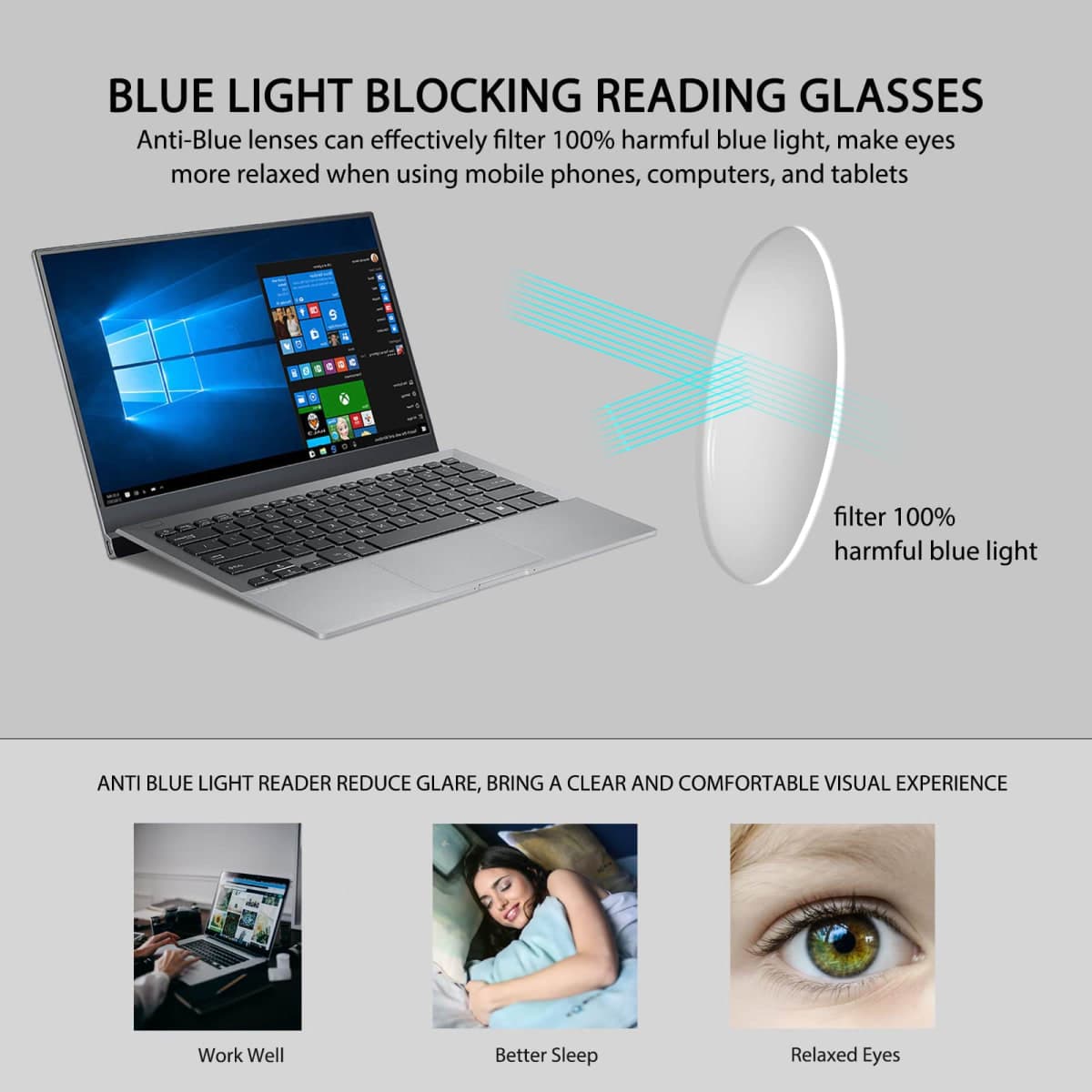 KISSOUL Photochromic Progressive Multifocus Reading Glasses Anti-blue Light Transition Multifocal Readers Clear Sunglasses thumbnail 5