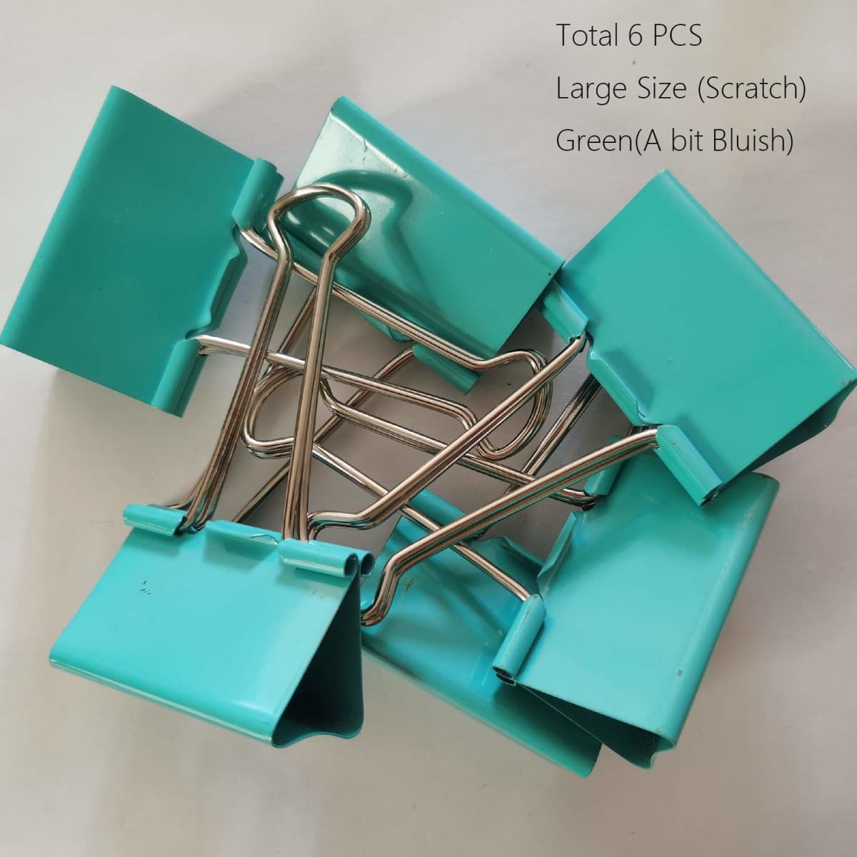 Large Binder Clips Green Color (A bit Bluish) 2" / 2 inches / 50 mm a Little bit Scratch Jumbo (Huge) Paper Clips (6 PCS, Green) thumbnail 5
