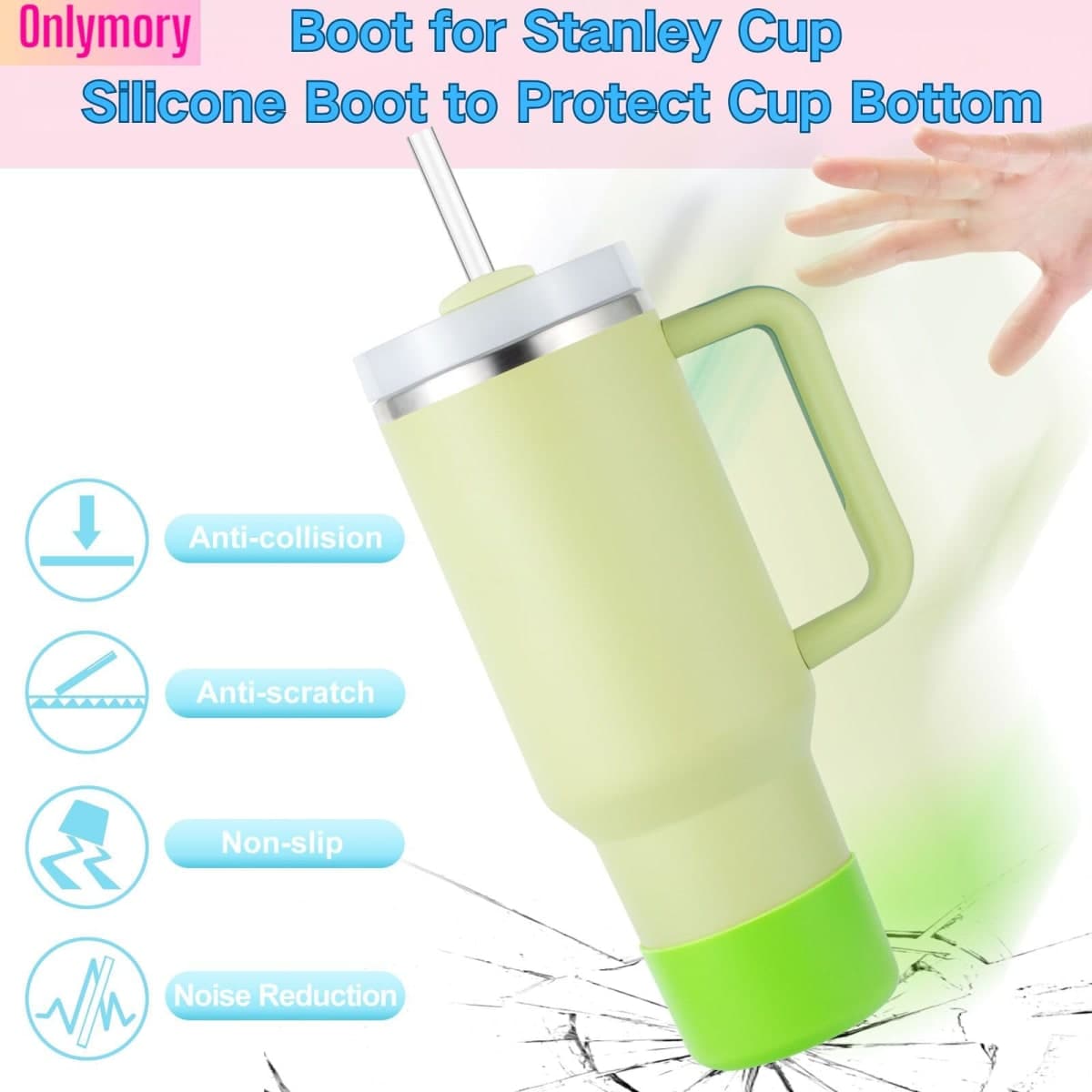 Onlymory Silicone Boot for Stanley Cup 20-40OZ, Bottom Cover for Stanley 20OZ 30OZ IceFlow Bottles, Protector for Hydroflask 12-24 oz Water Bottle Sleeve thumbnail 3