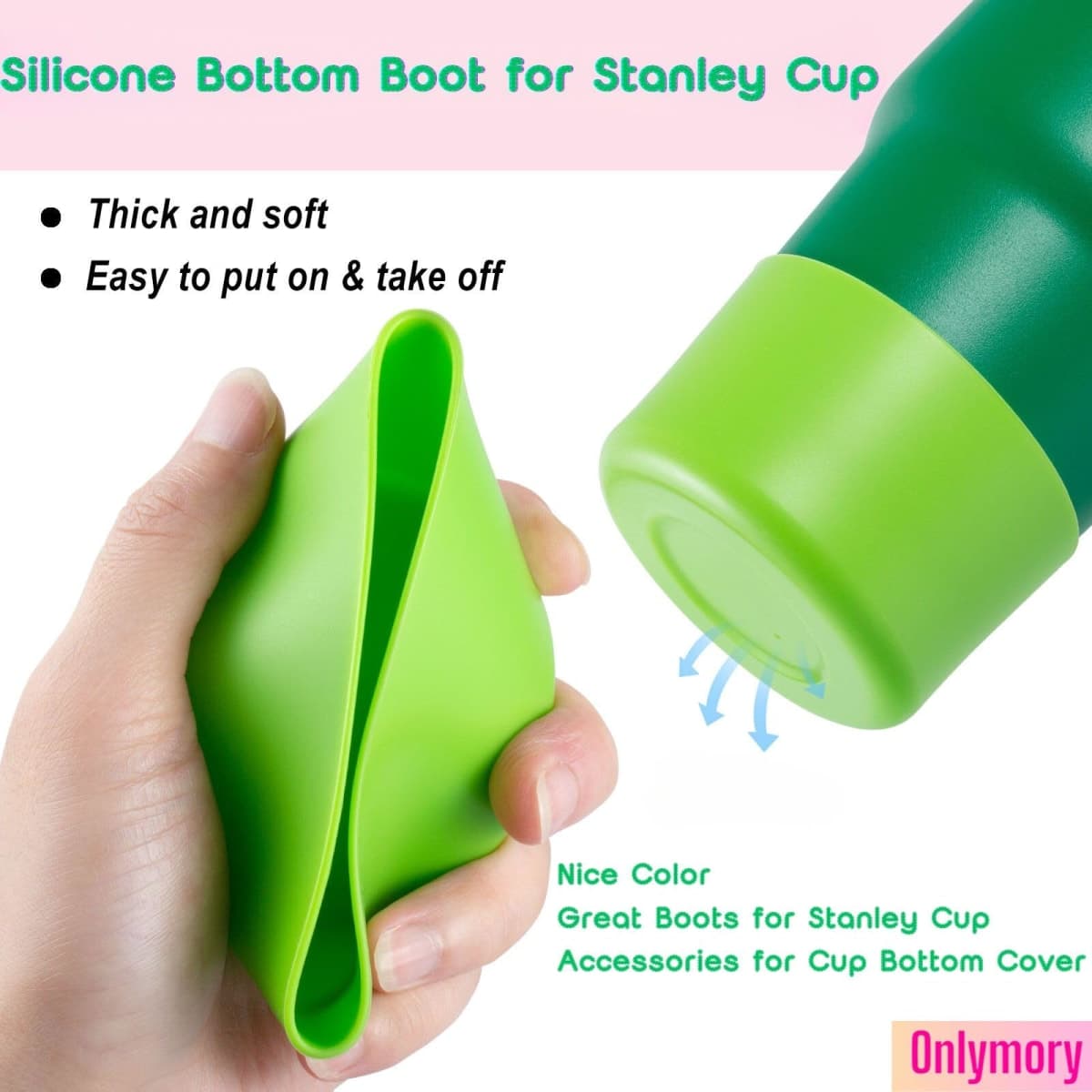 Onlymory Silicone Boot for Stanley Cup 20-40OZ, Bottom Cover for Stanley 20OZ 30OZ IceFlow Bottles, Protector for Hydroflask 12-24 oz Water Bottle Sleeve thumbnail 4