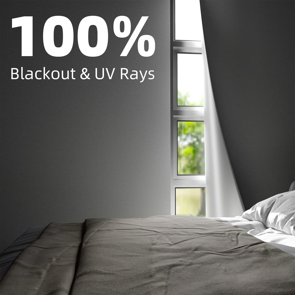 NIGHTON Portable Blackout Curtains 71"×59", Strong Hook and Loop Tape Strips with Adhesive, Cuttable Blackout Window Cover, 100% Black Out Material Blinds for Baby Nursery or Travel - White - 10 thumbnail 2